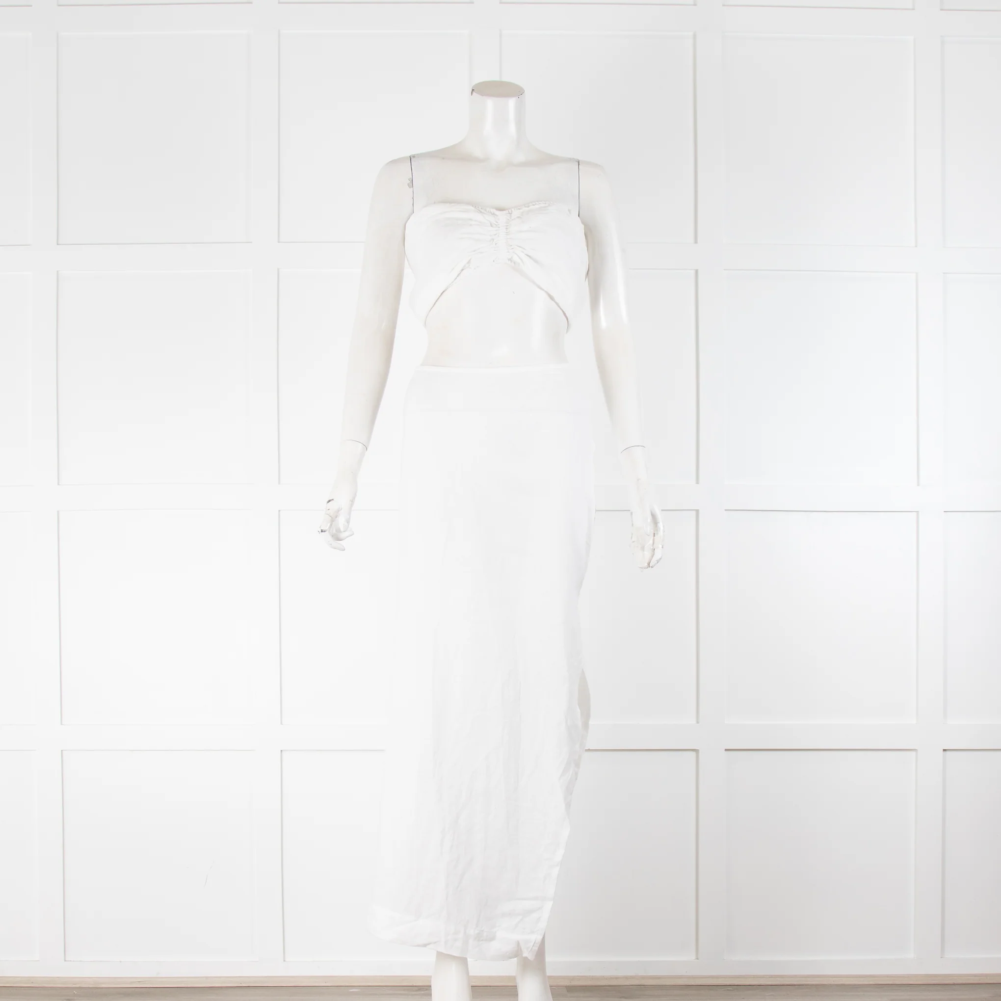 Natalie Rolt White Linen Scalloped Skirt and Bandeau Top