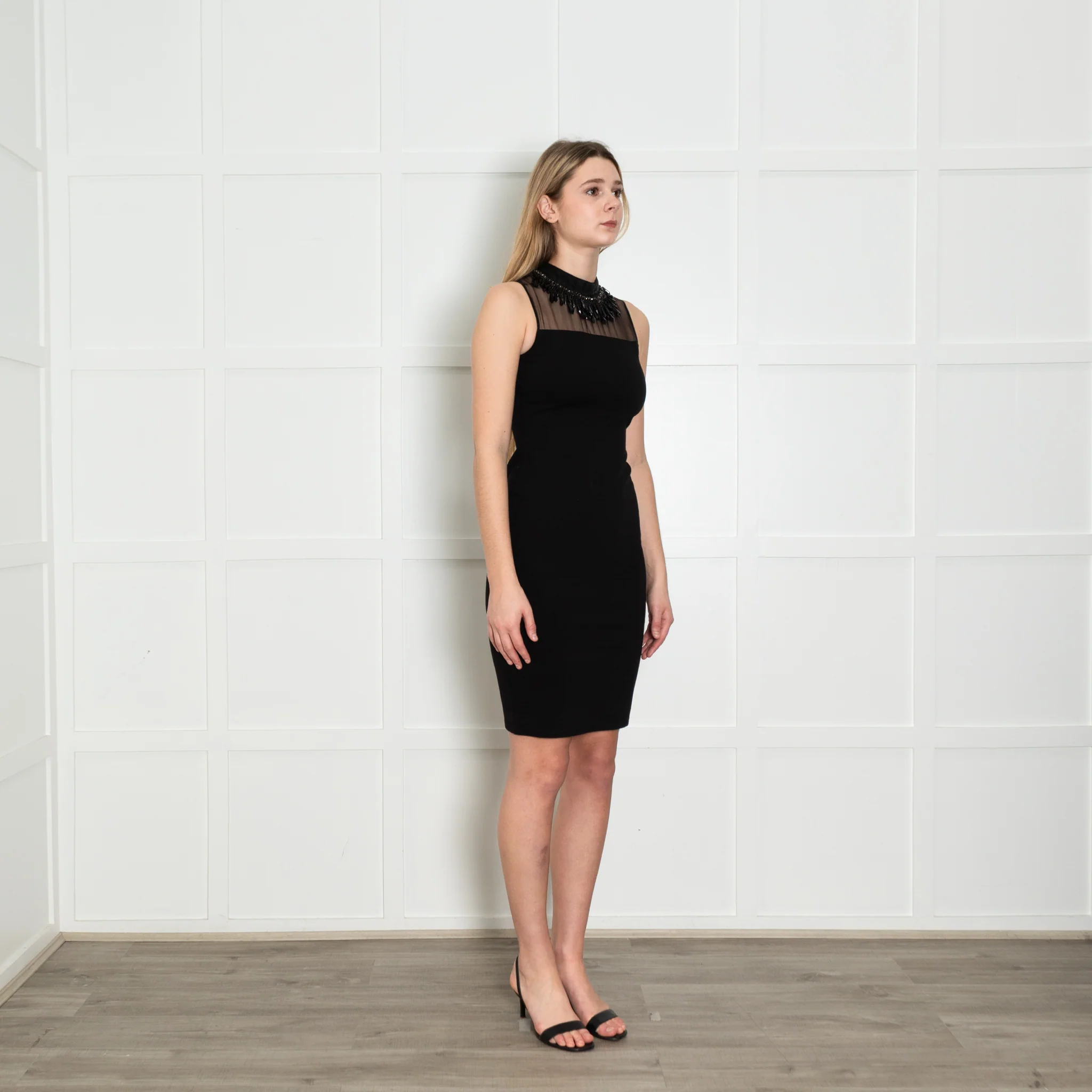 Needle & Thread Black Organza Beaded Panel Detail Dress - Image 7