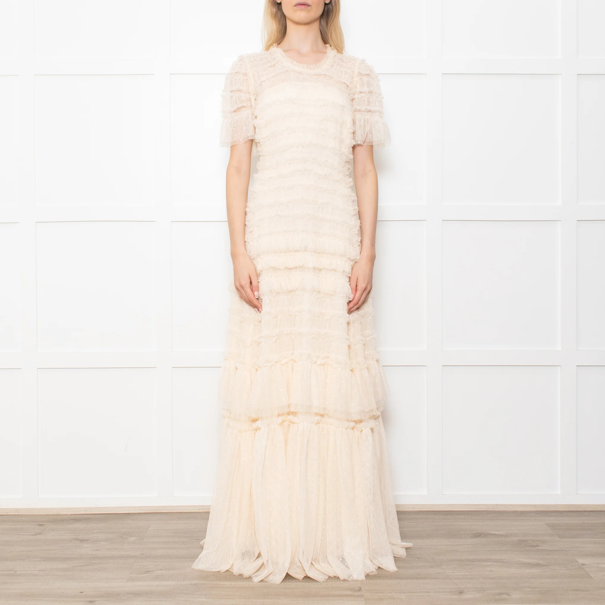 Needle & Thread Valentine Ruffle Gown In Champagne - Image 2