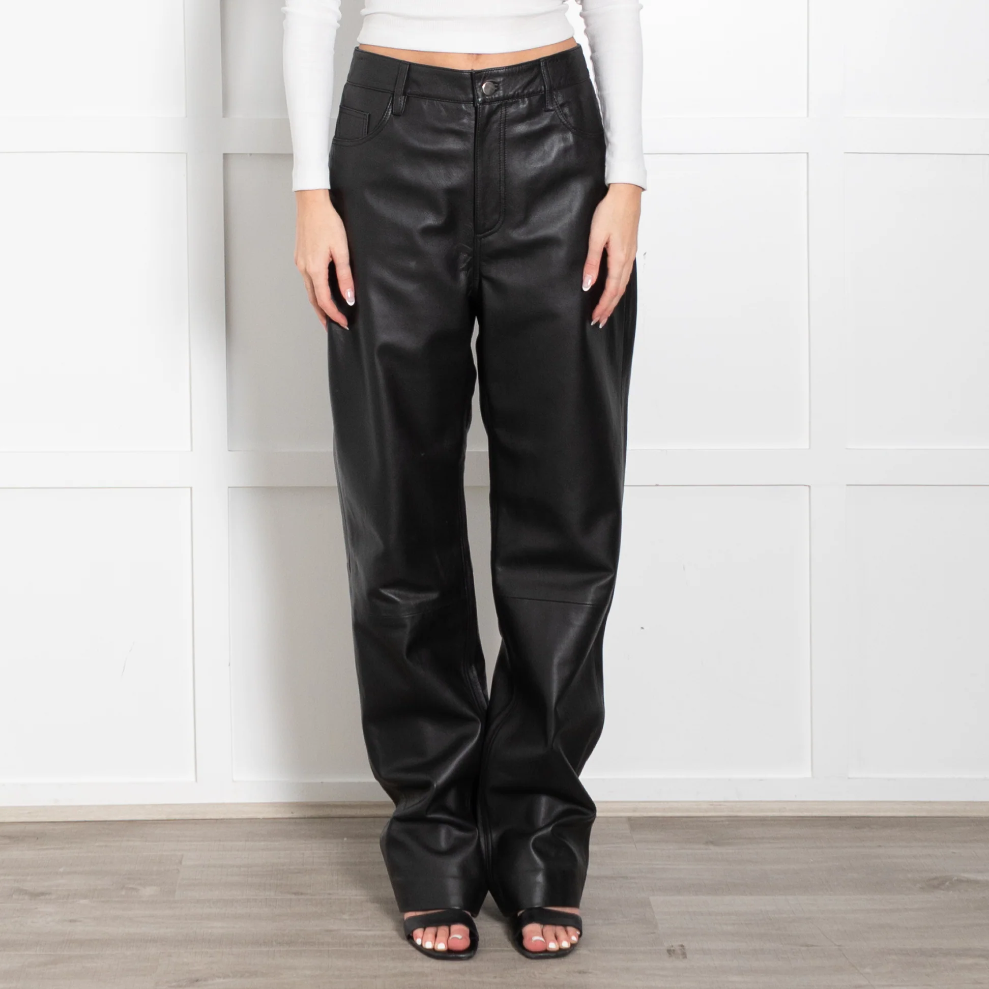 NetWork Black Leather Trousers - Image 2