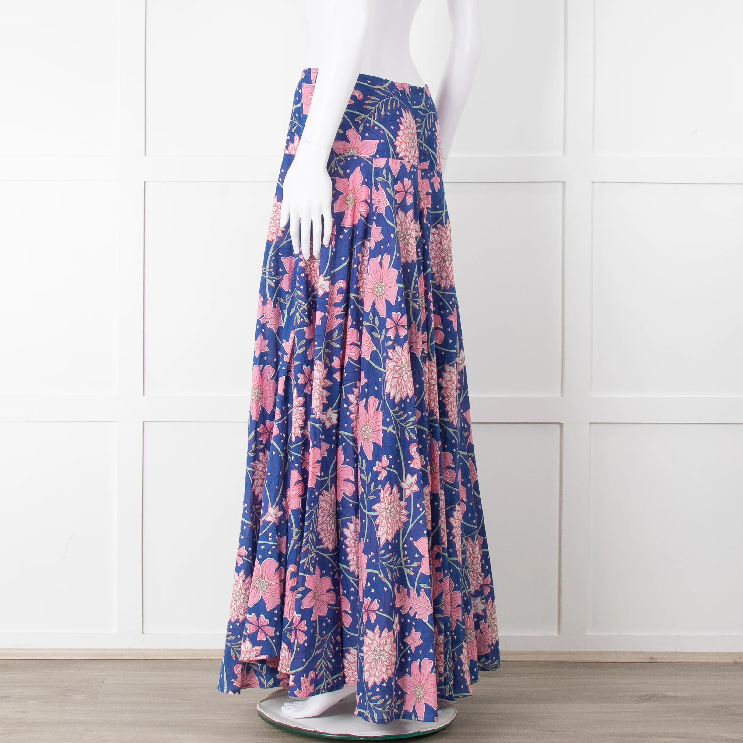 Neve & Noor Blue Pink Green Floral Print Maxi Skirt - Image 6