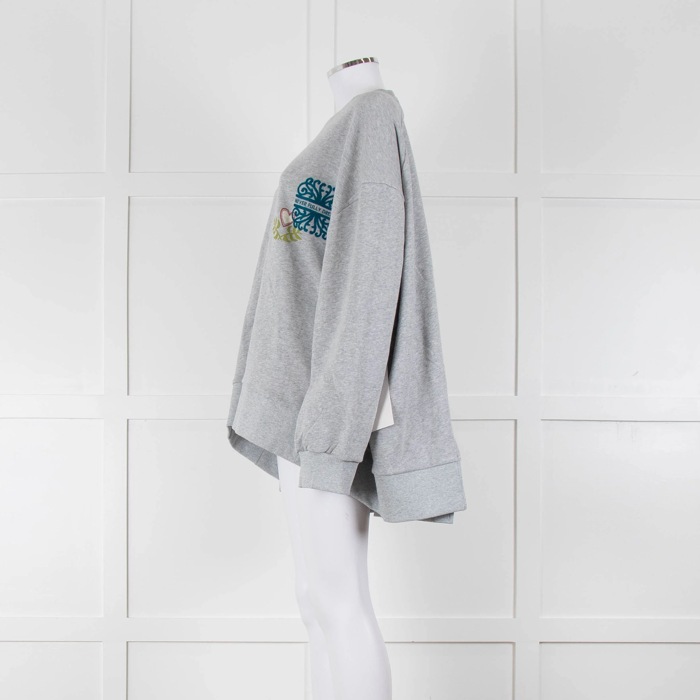 Never Fully Dressed Grey Graphic Oversized Sweatshirt - Image 8