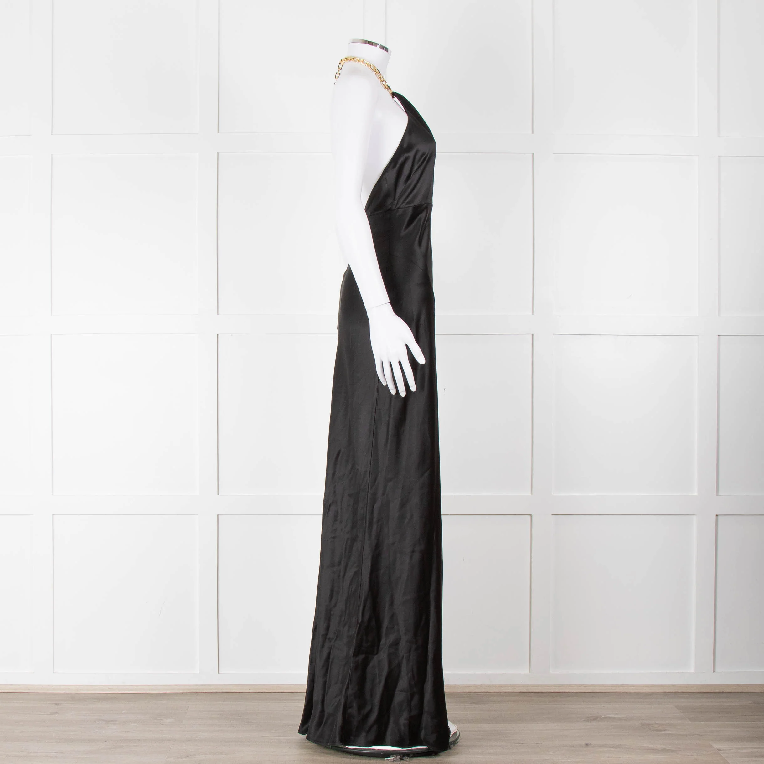Nicholas Black Gold Chain Halter Neck Maxi Dress - Image 3