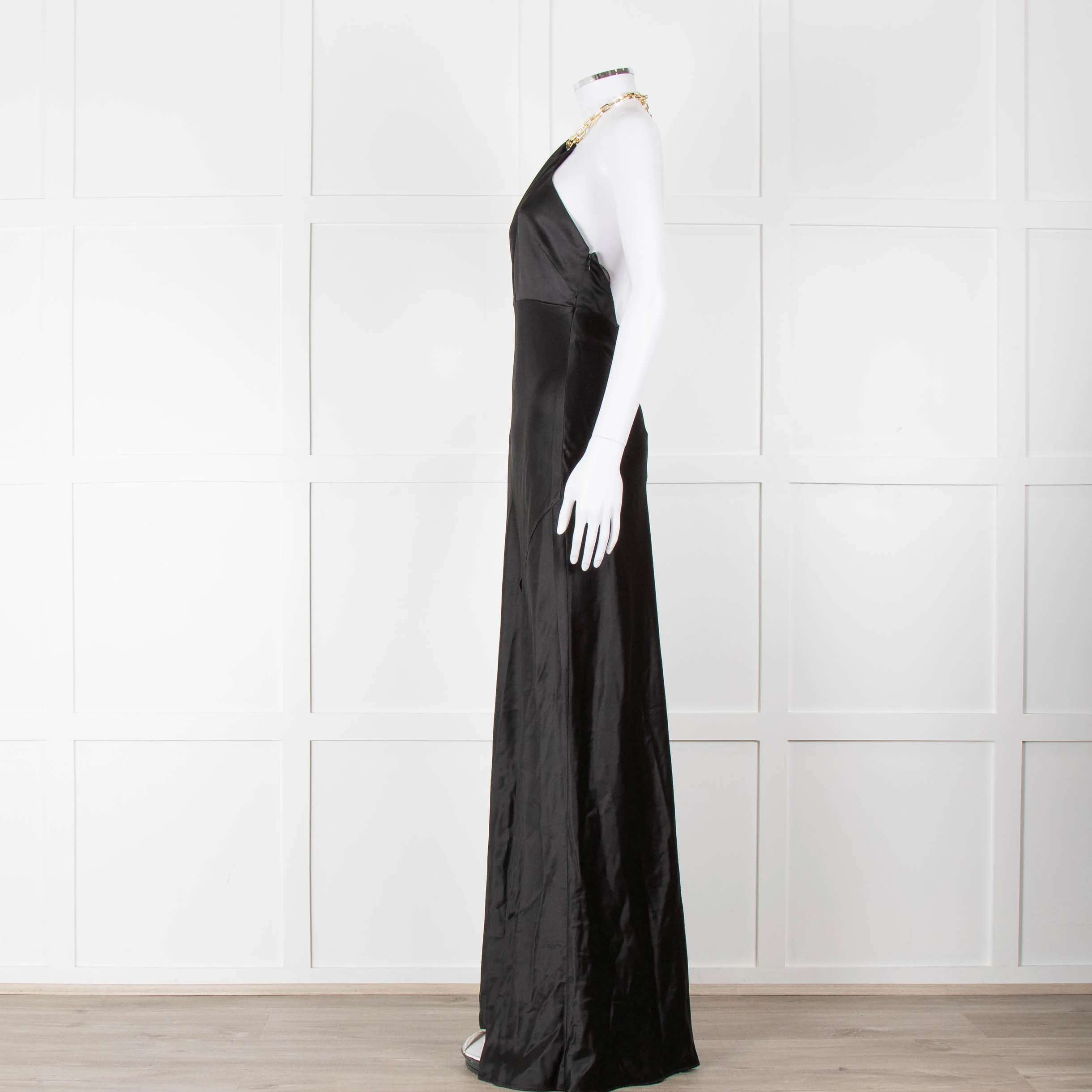 Nicholas Black Gold Chain Halter Neck Maxi Dress - Image 7