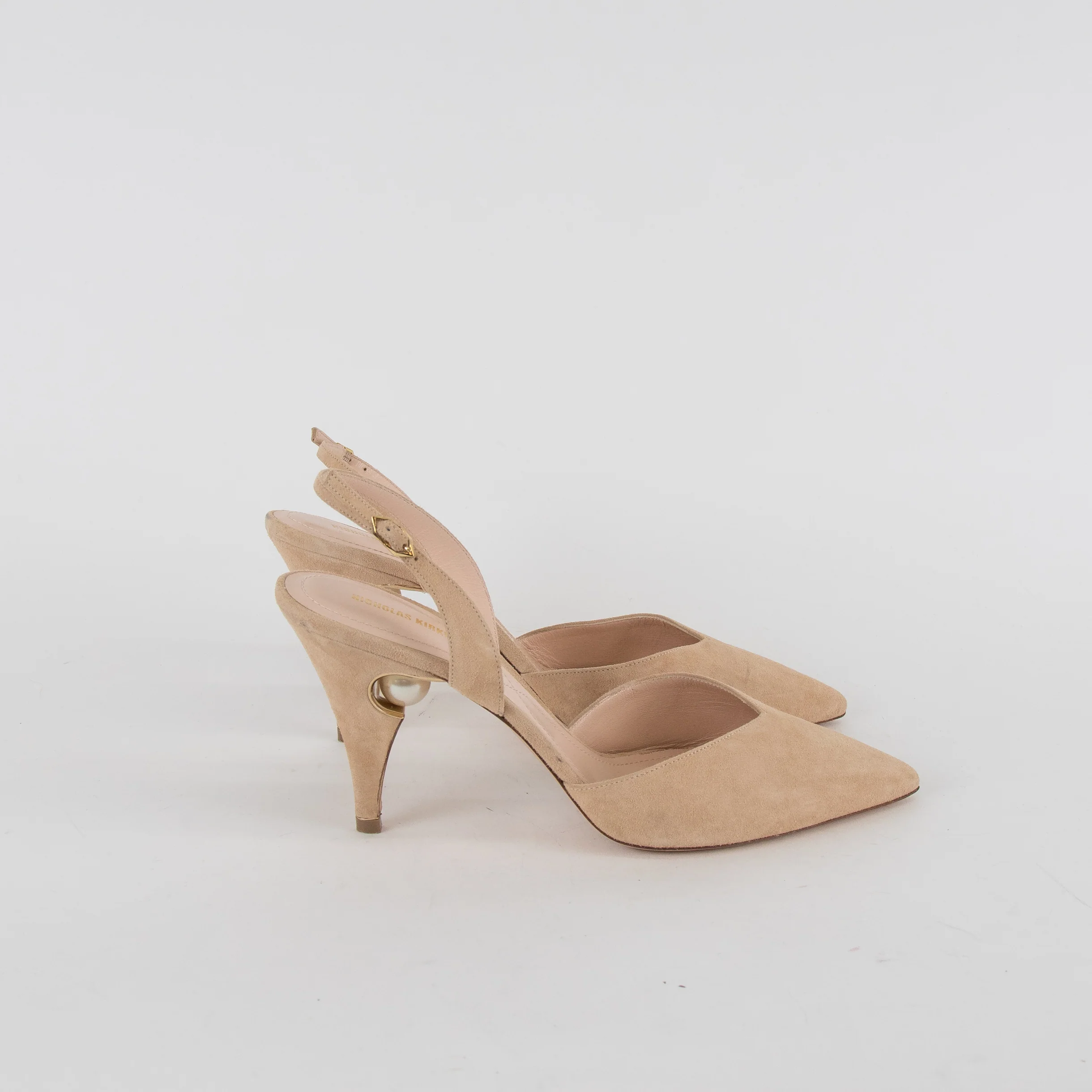 Nicholas Kirkwood Beige Suede Pointed Heels - Image 5