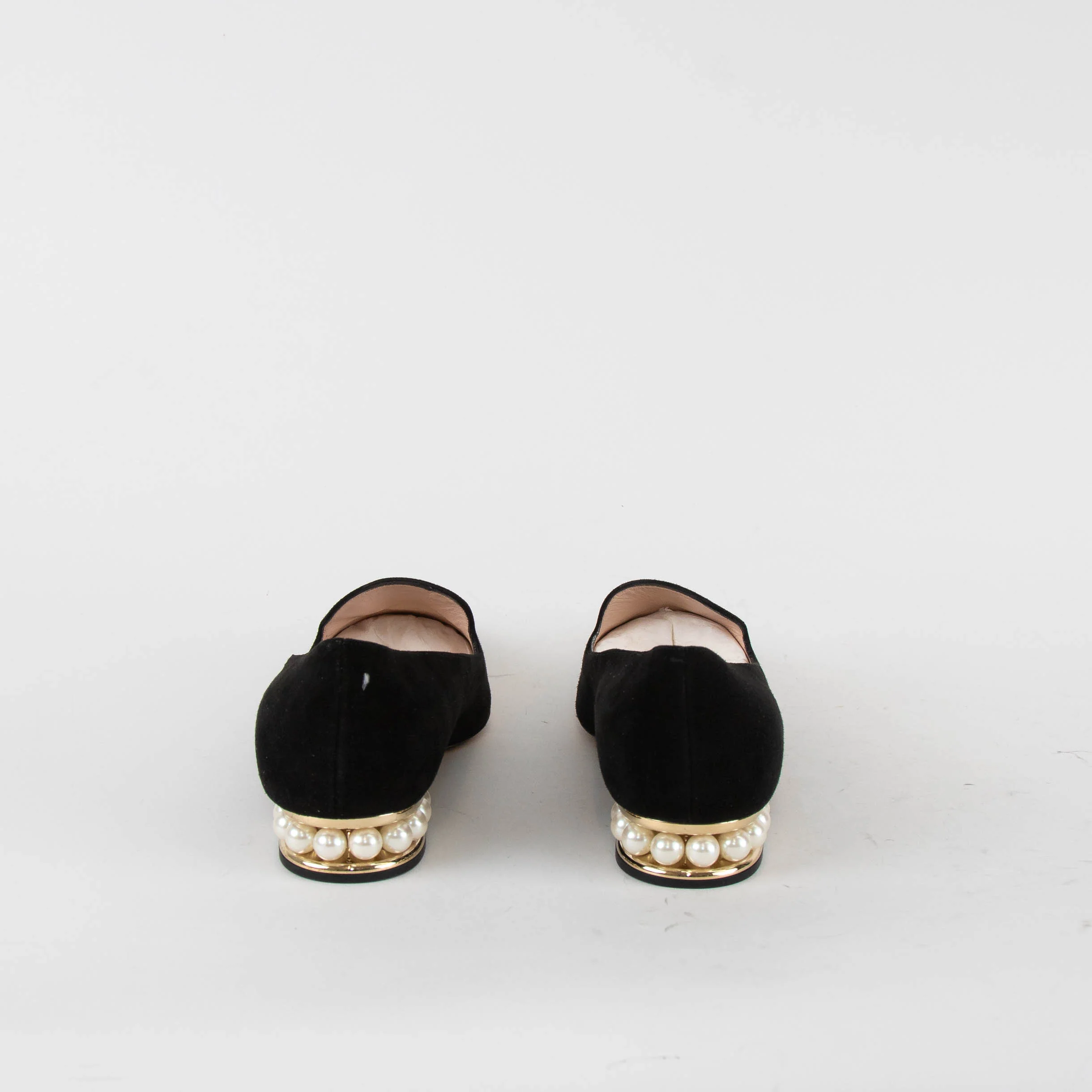 Nicholas Kirkwood Black Suede Faux Pearl Heel Shoes - Image 4