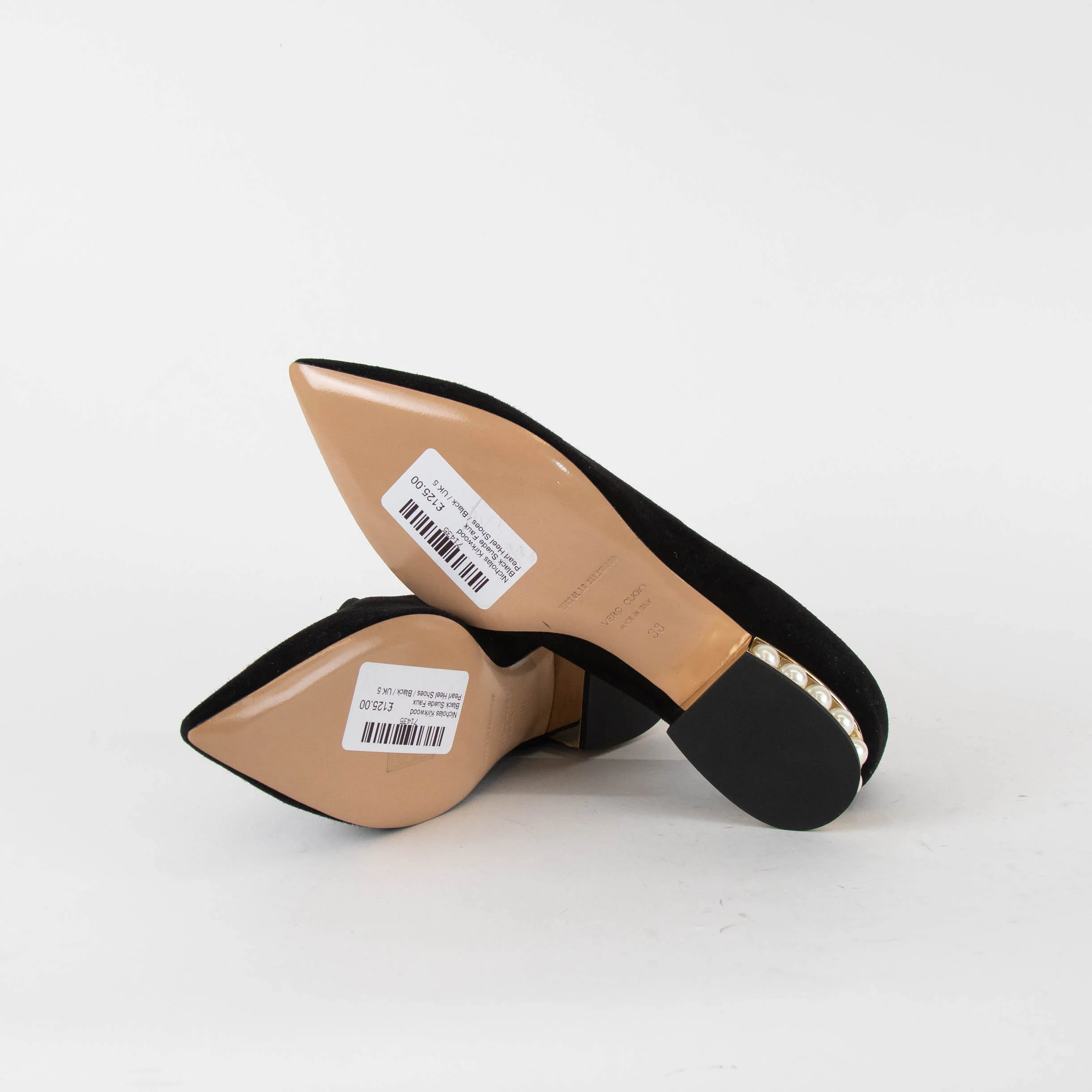 Nicholas Kirkwood Black Suede Faux Pearl Heel Shoes - Image 6