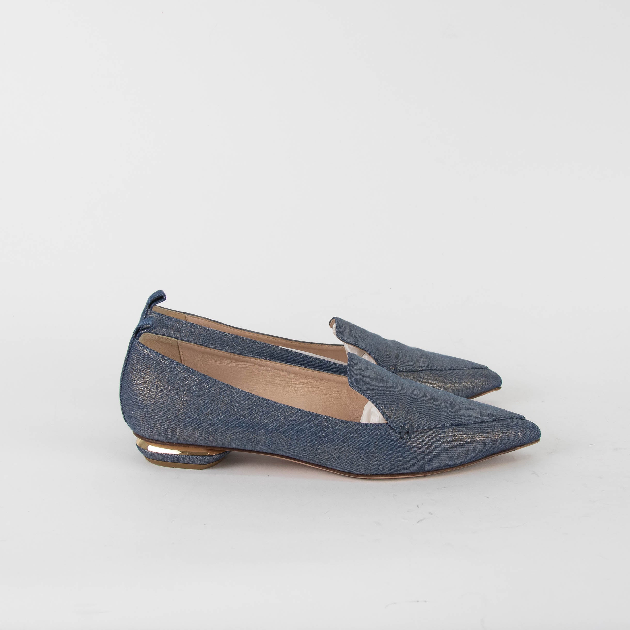 Nicholas Kirkwood Blue Shiny Canvas Pointy Shoes - Image 5