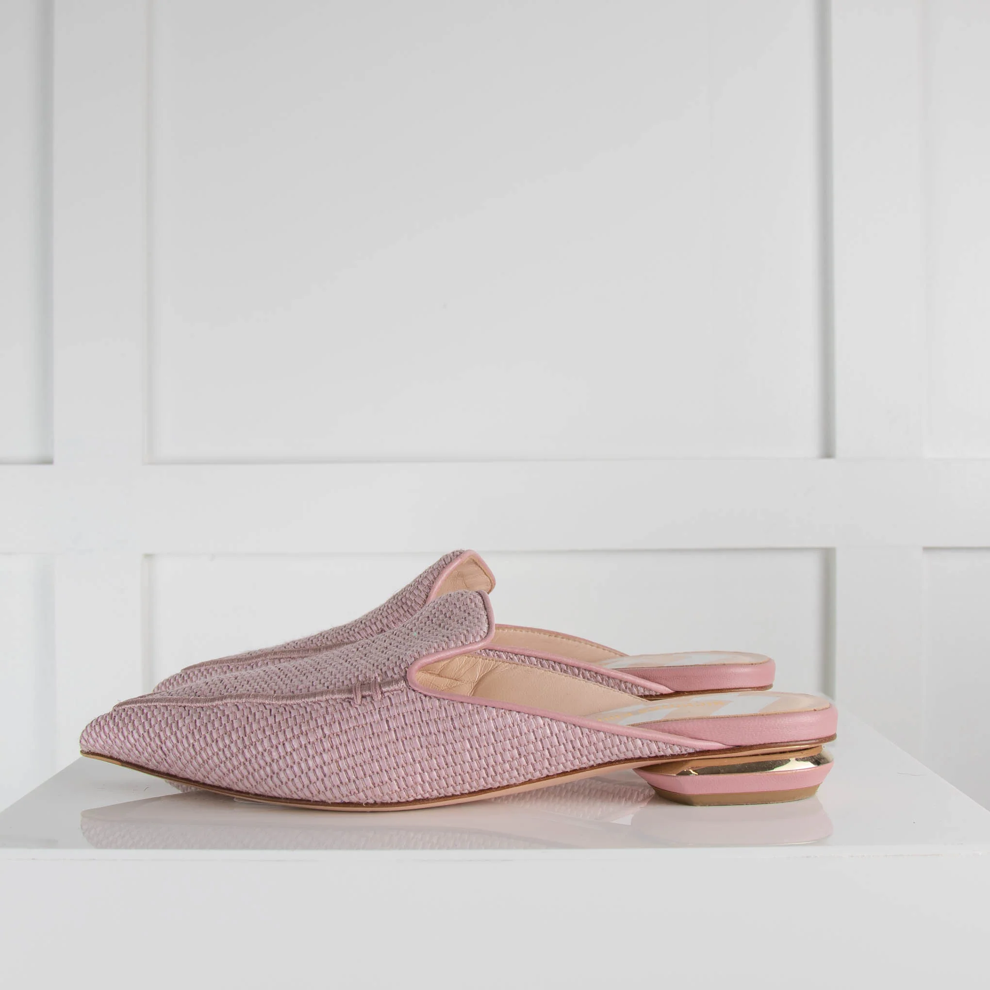 Nicholas Kirkwood Pink Woven Flat Mules - Image 3