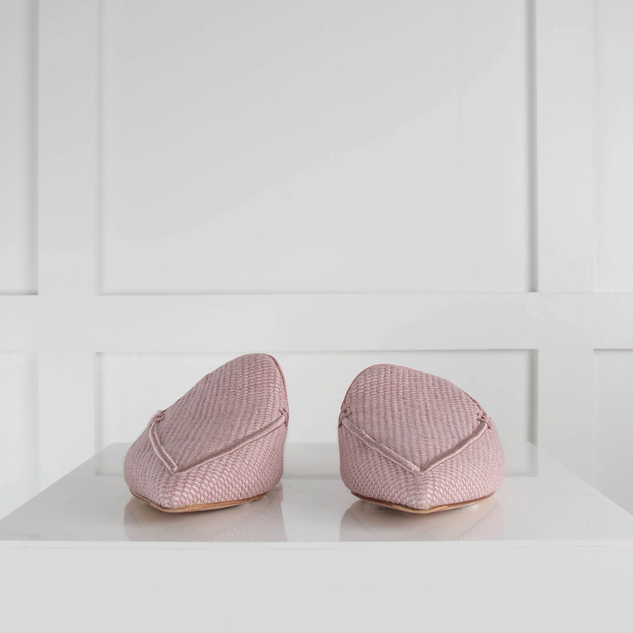 Nicholas Kirkwood Pink Woven Flat Mules - Image 4