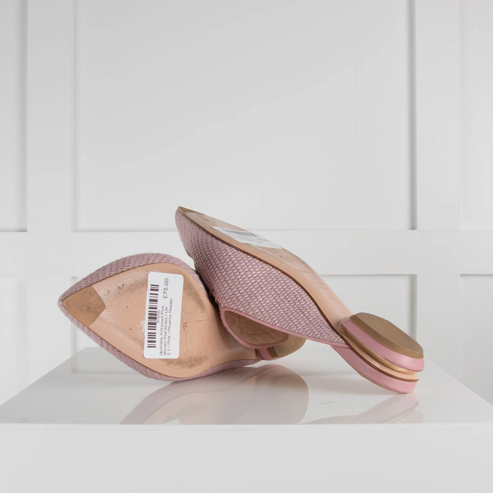 Nicholas Kirkwood Pink Woven Flat Mules - Image 5