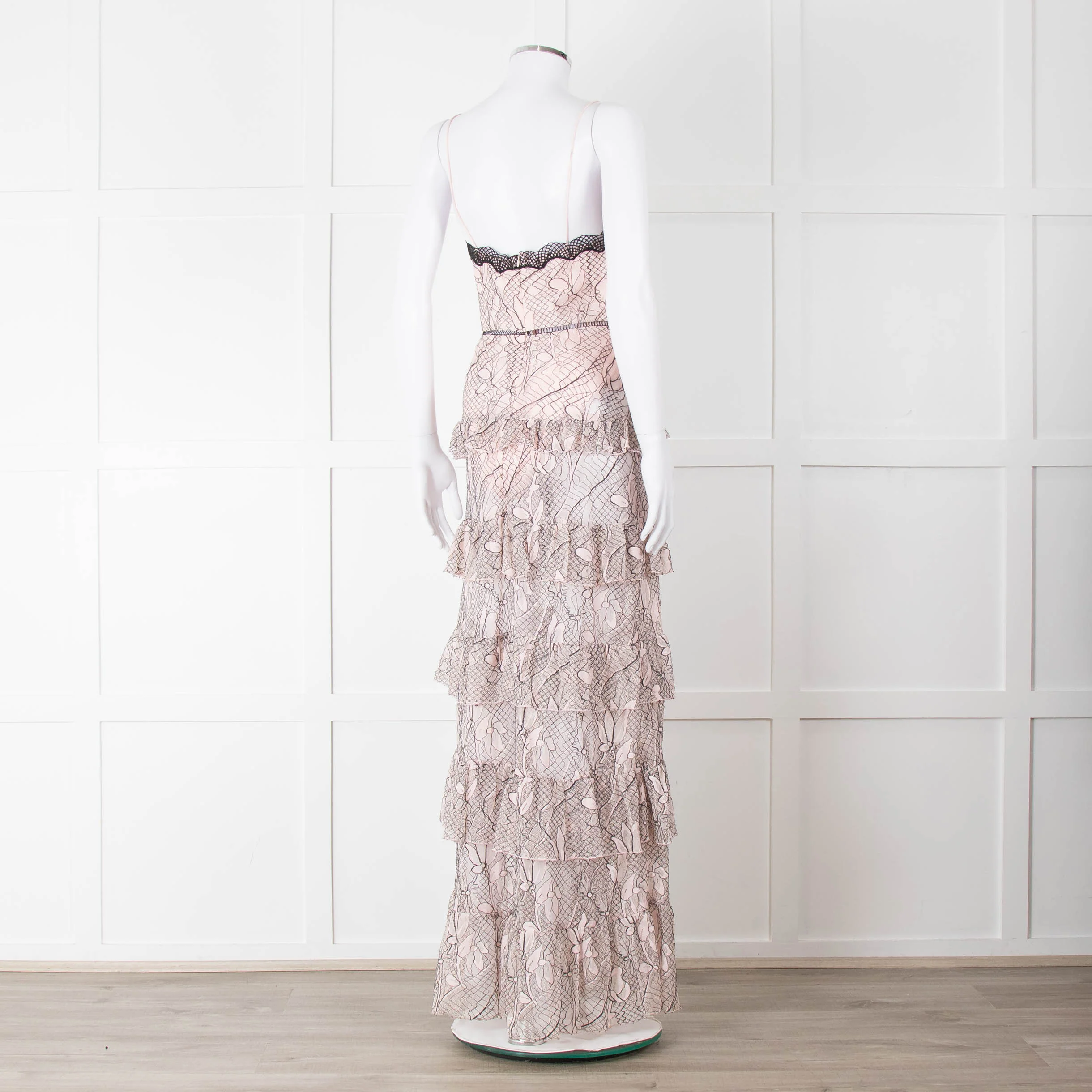 Nicholas Pale Pink Tiered Lace Maxi Dress - Image 4
