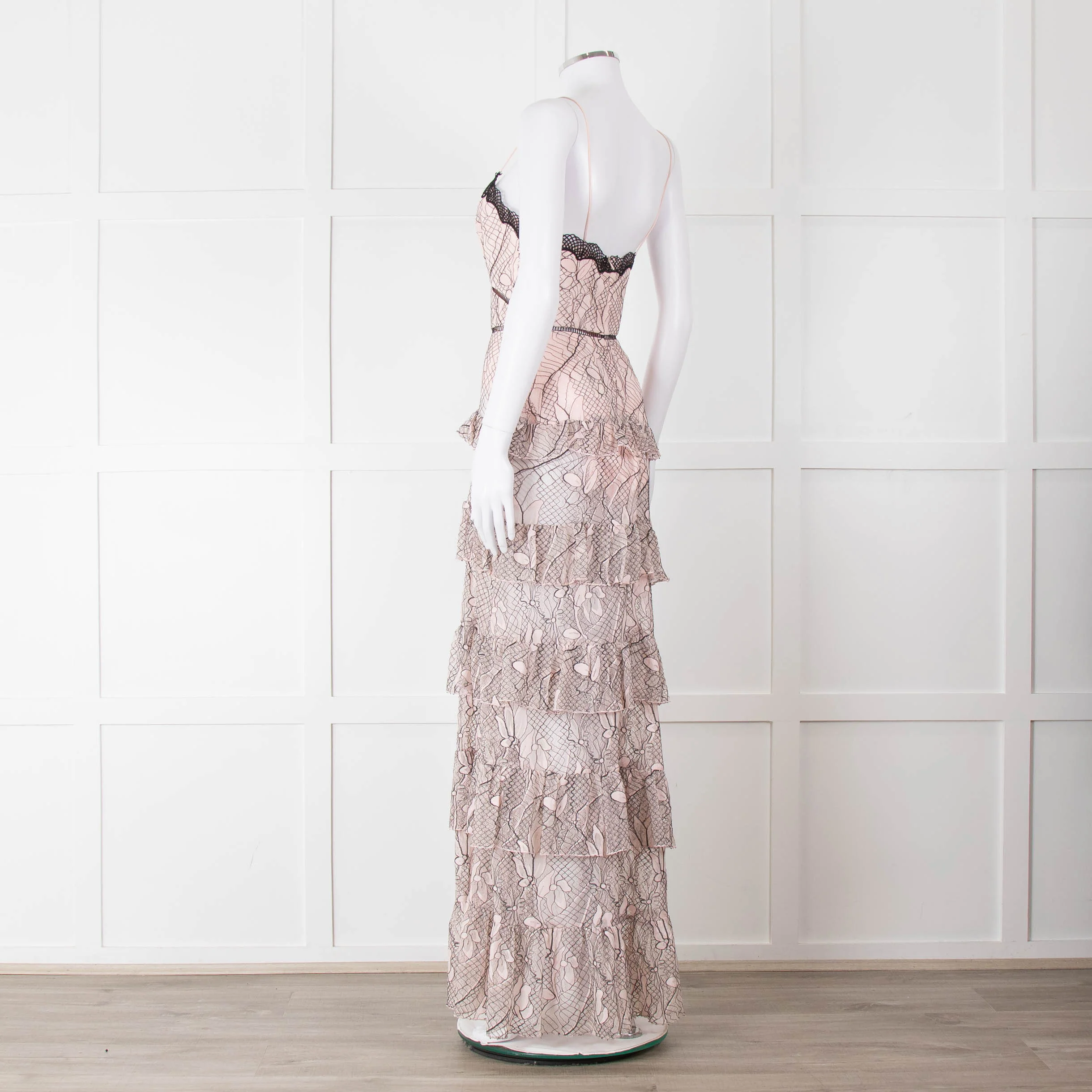 Nicholas Pale Pink Tiered Lace Maxi Dress - Image 6