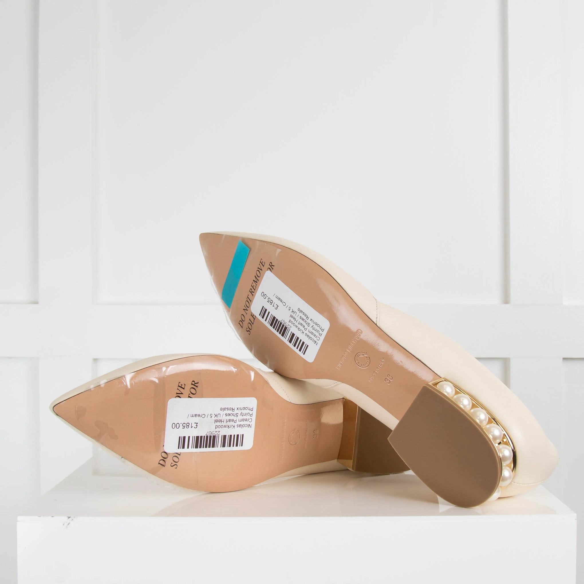 Nicolas Kirkwood Cream Pearl Heel Pointy Shoes - Image 5