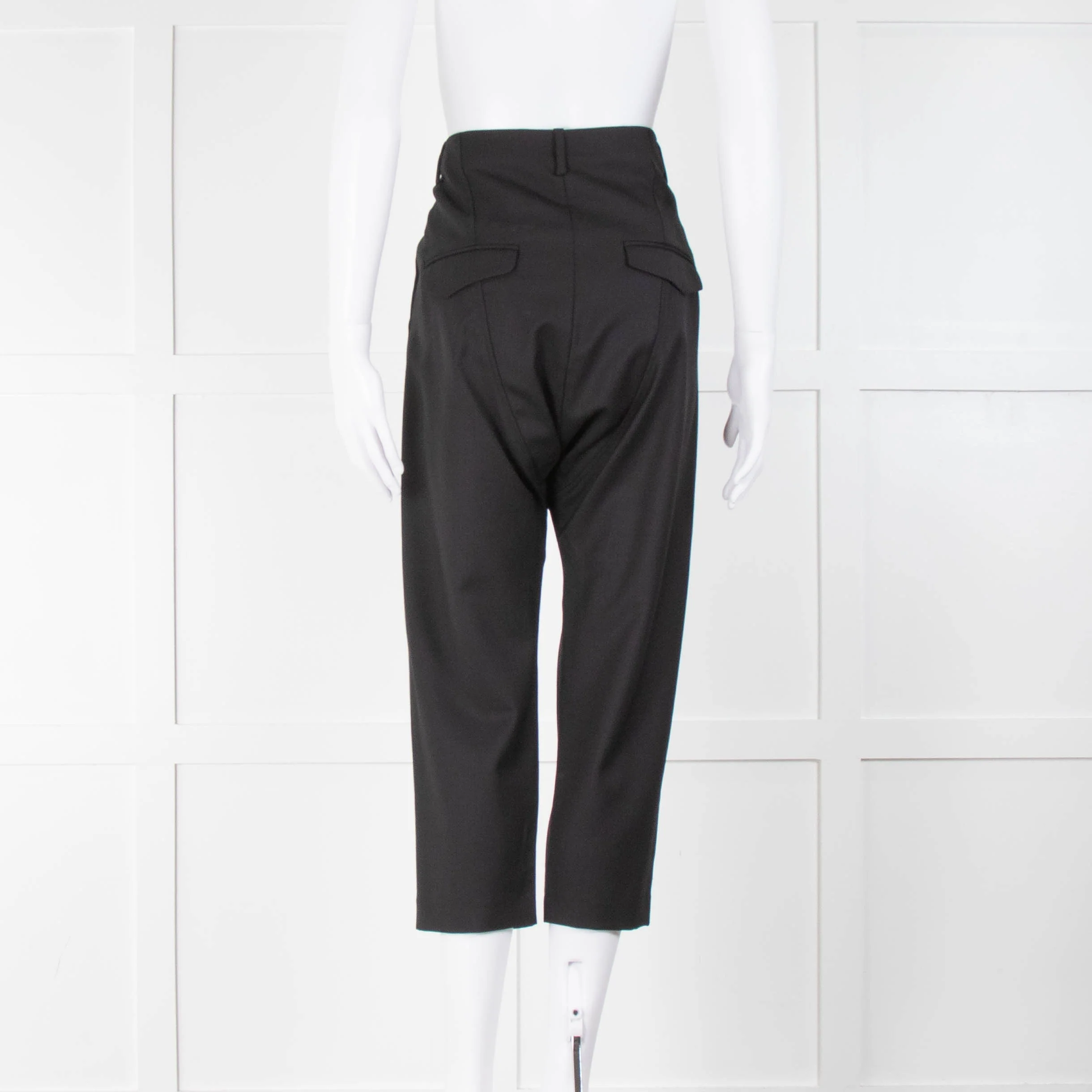 Nili Lotan Black Paris Stretch Wool Drop Crotch Trousers - Image 3