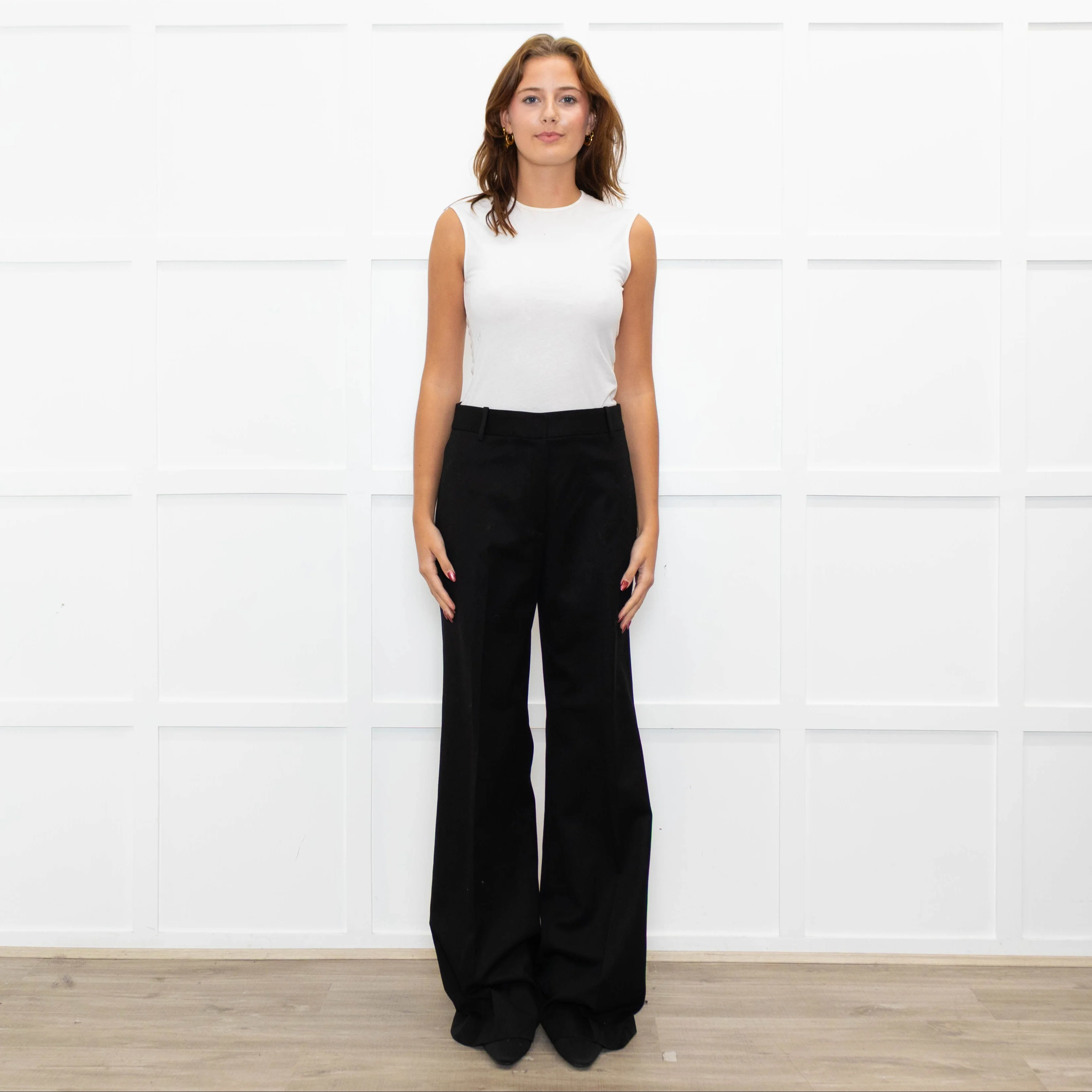 Nili Lotan Black Wool Wide Leg Trousers