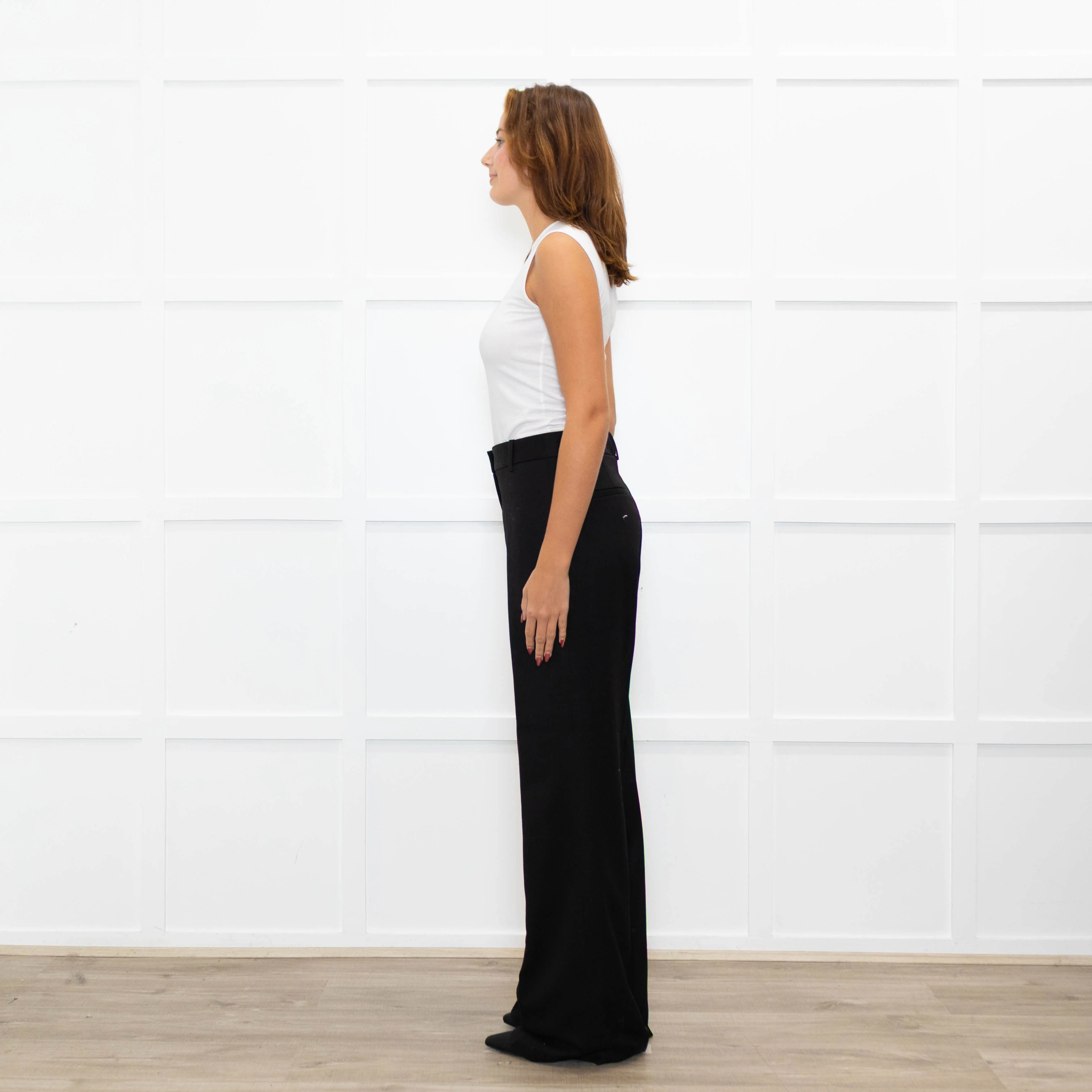 Nili Lotan Black Wool Wide Leg Trousers - Image 4
