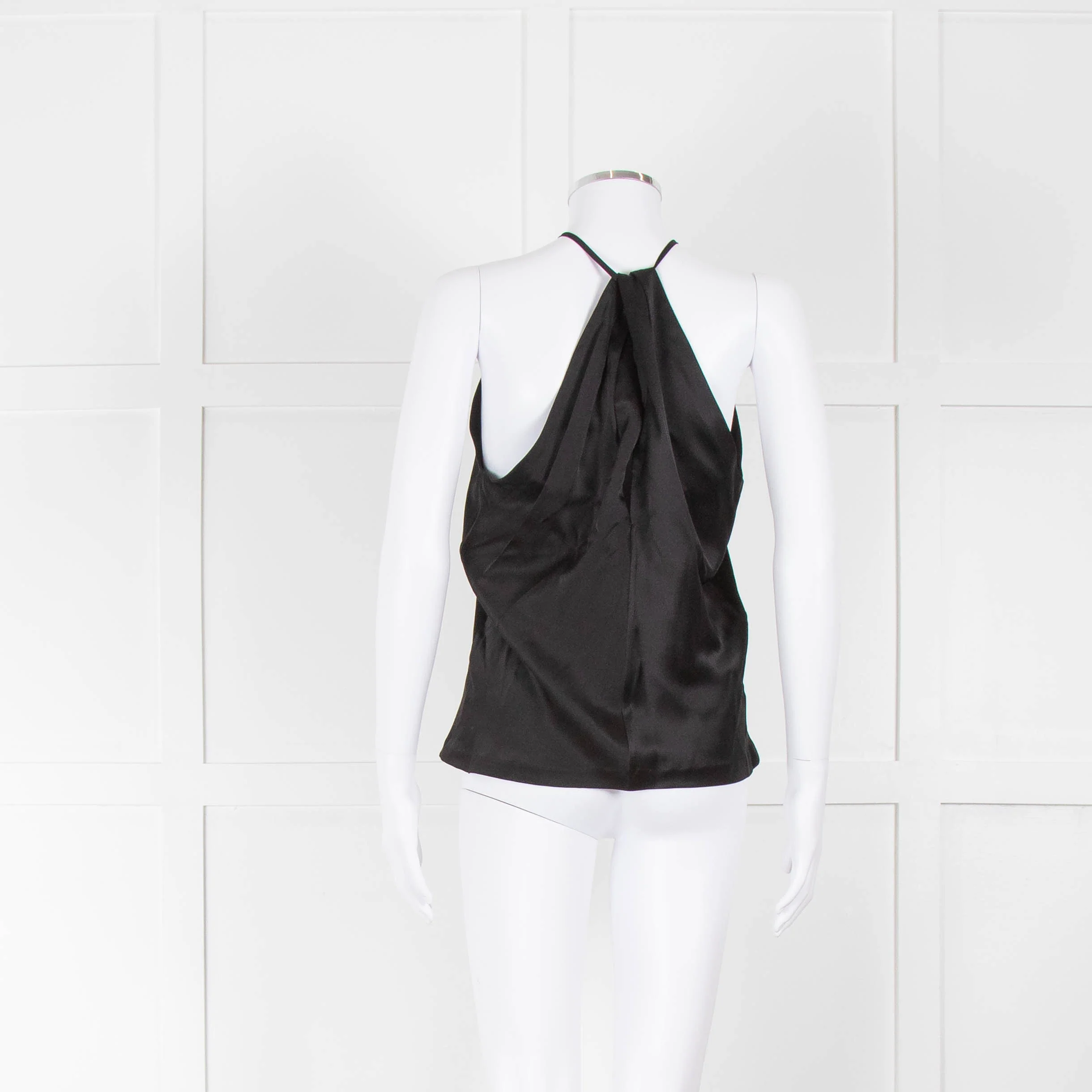 Nili Lotan Edwige Black Silk Charmeuse Halterneck Top - Image 3