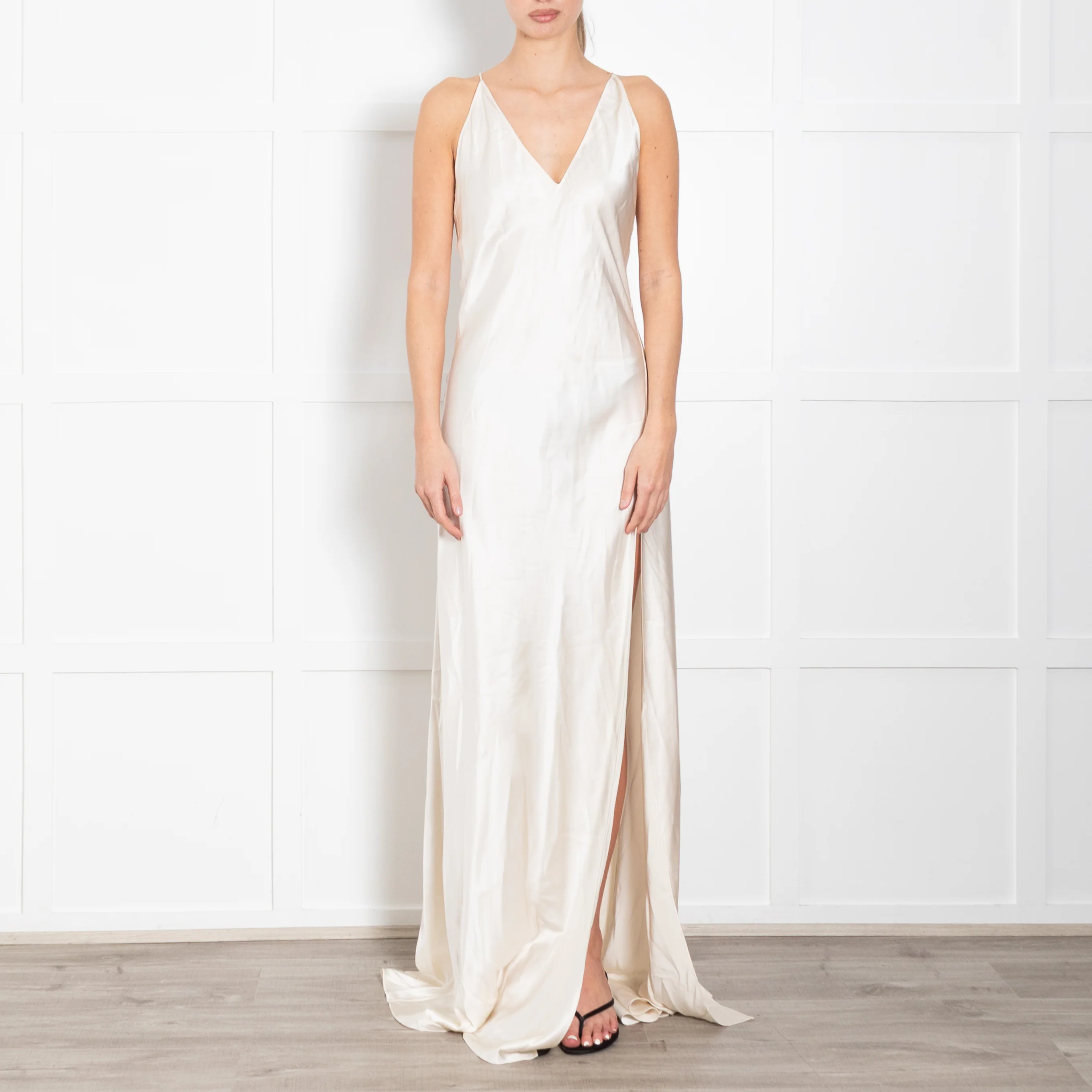 Nili Lotan Katie Silk V-Neck Sleeveless Gown With Train - Image 2