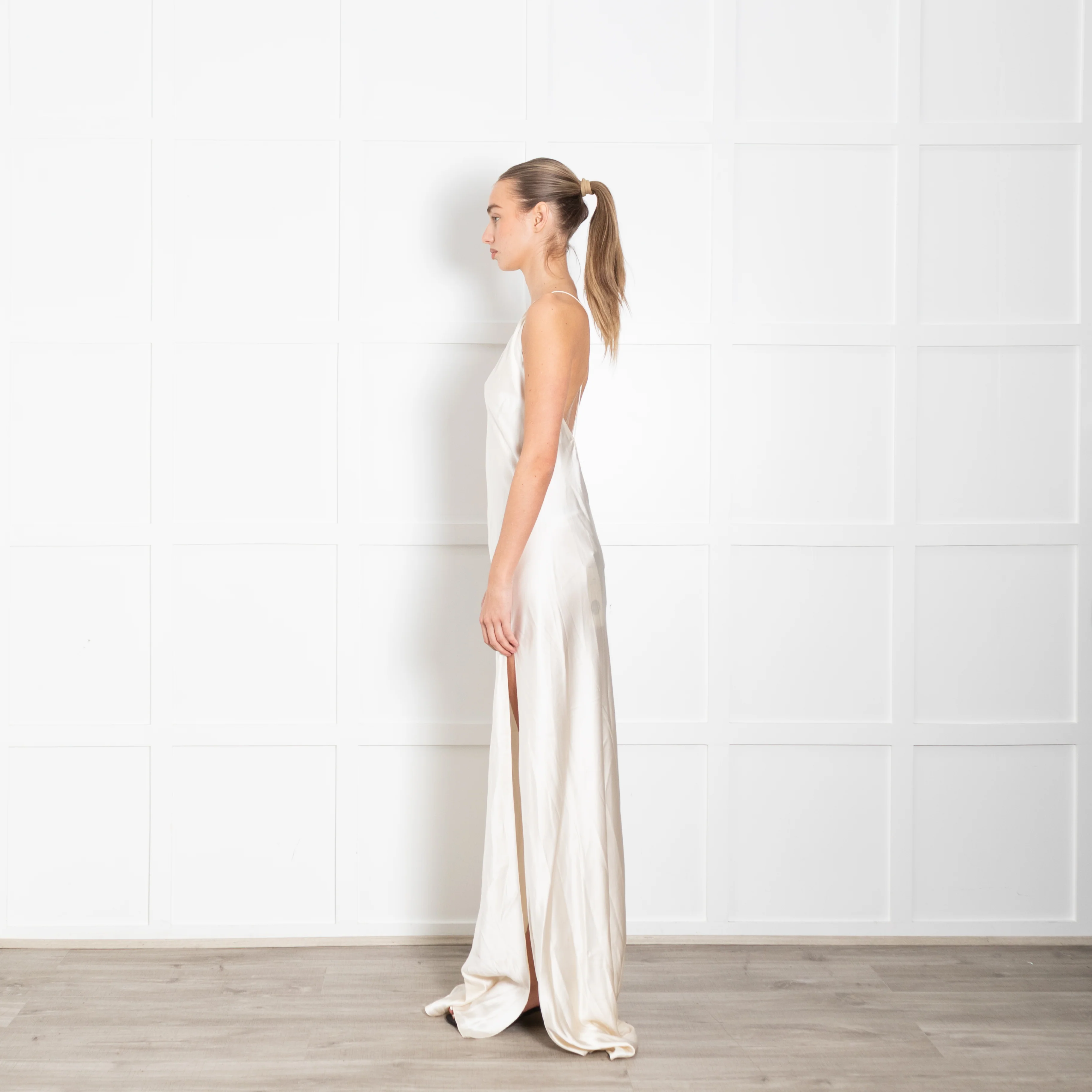 Nili Lotan Katie Silk V-Neck Sleeveless Gown With Train - Image 5