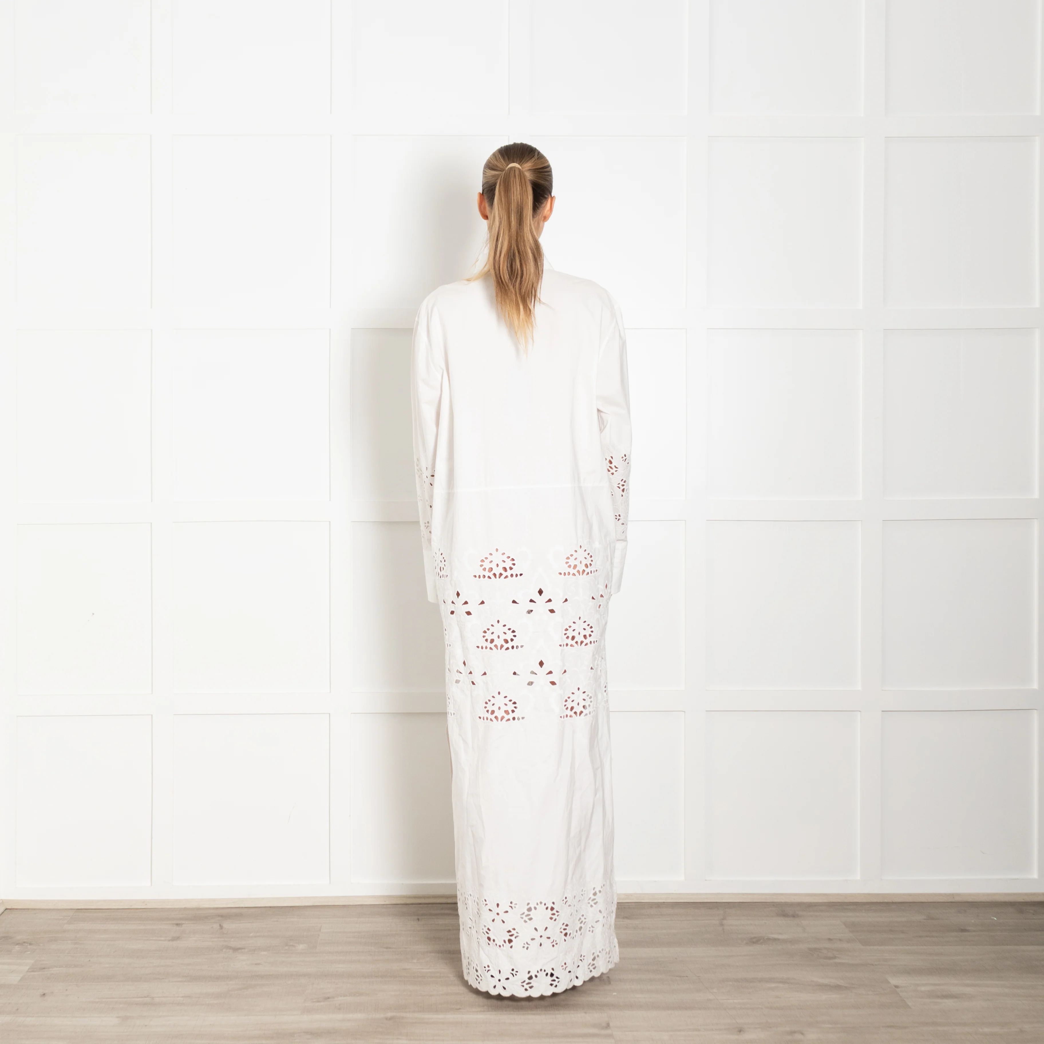 Nili Lotan Louanne White Lazer Cut Long Dress - Image 5