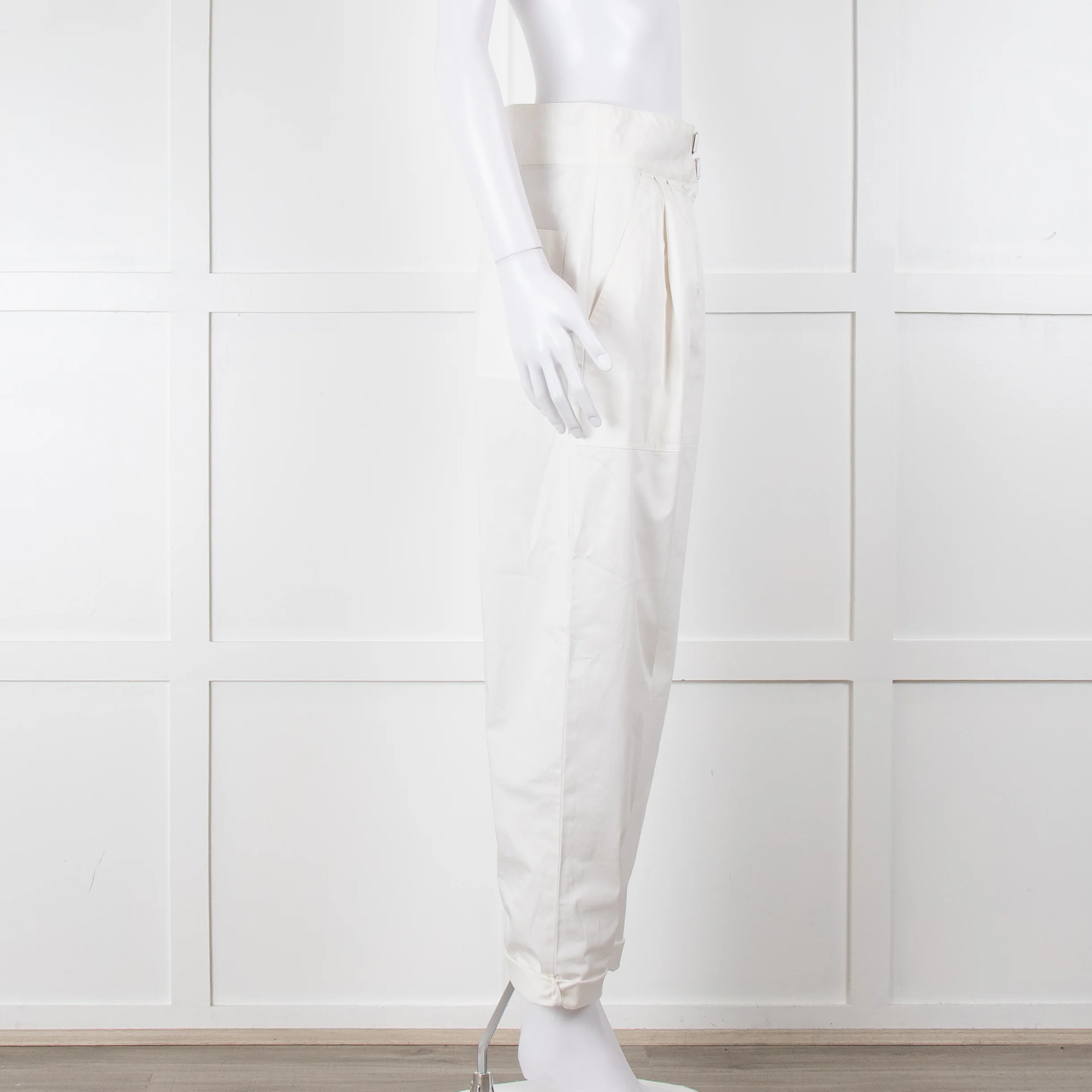 Nili Lotan White Cotton Barrel Trousers - Image 3