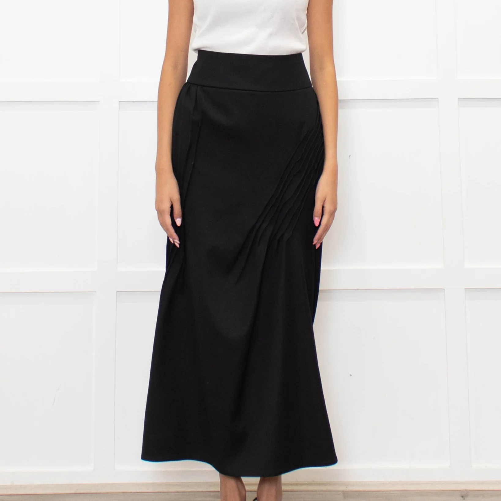 Nina Ricci Black Gathered Detail Long Pencil Skirt - Image 2