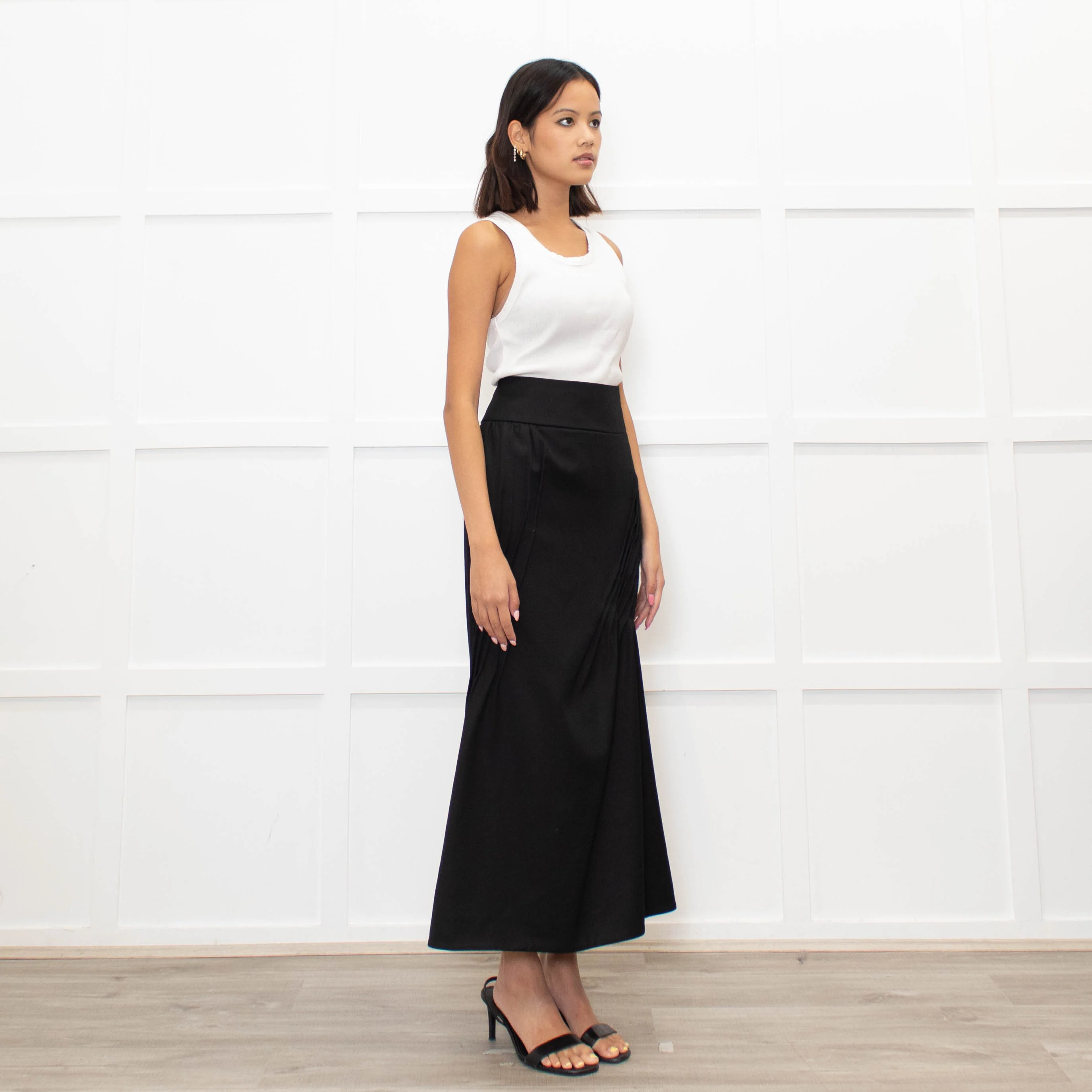 Nina Ricci Black Gathered Detail Long Pencil Skirt - Image 3