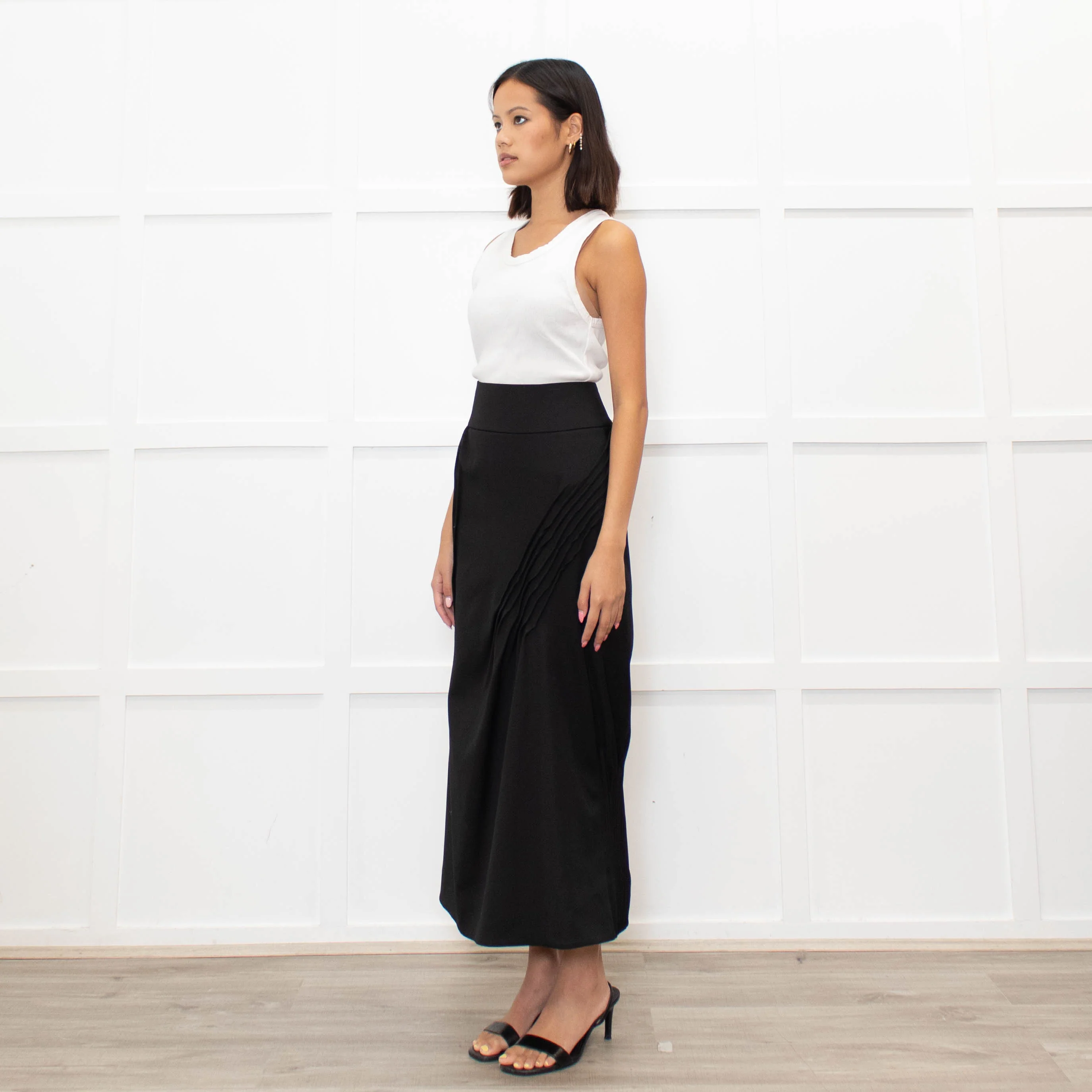 Nina Ricci Black Gathered Detail Long Pencil Skirt - Image 4