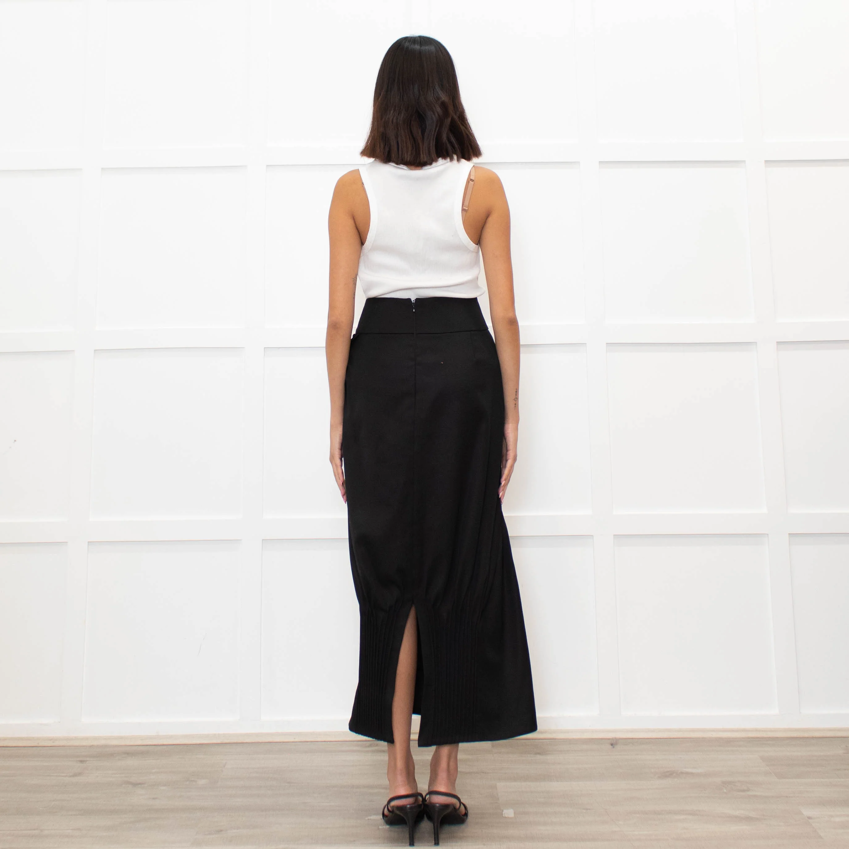 Nina Ricci Black Gathered Detail Long Pencil Skirt - Image 7