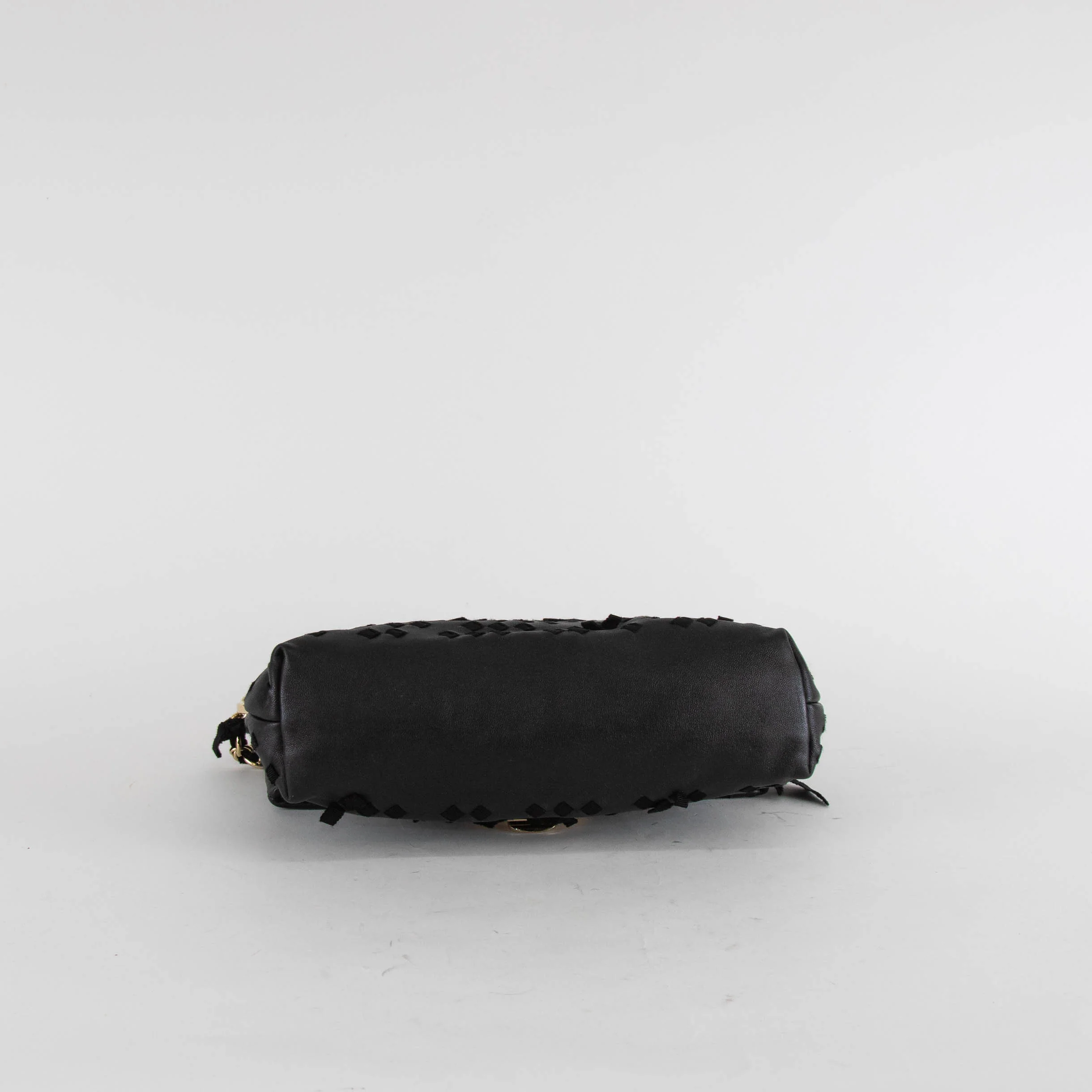 Nina Ricci Black Leather And Fabric Woven Small Shoulder Bag - Image 6