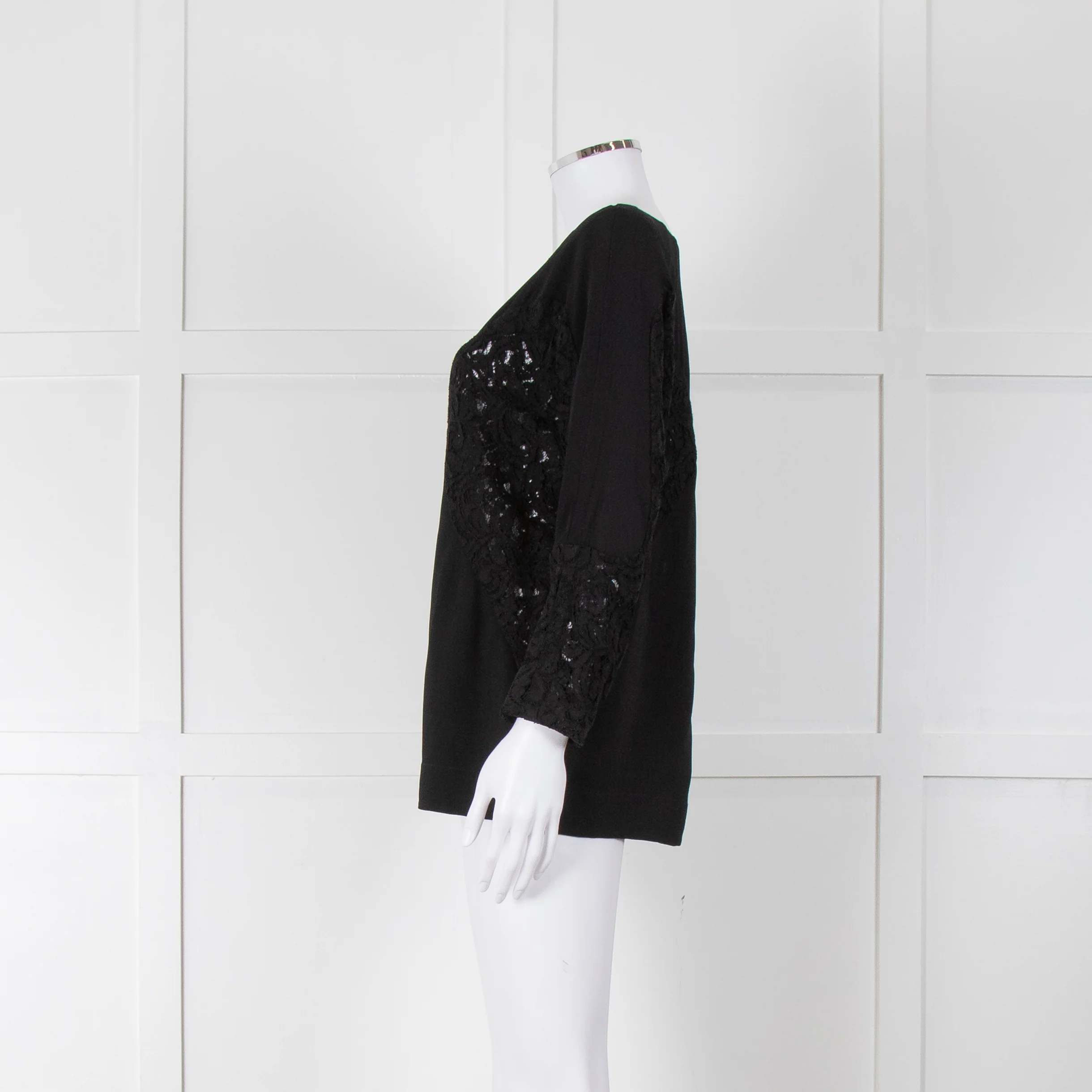 No 21 Black Boat Neck Top with Lace Panels - Image 7