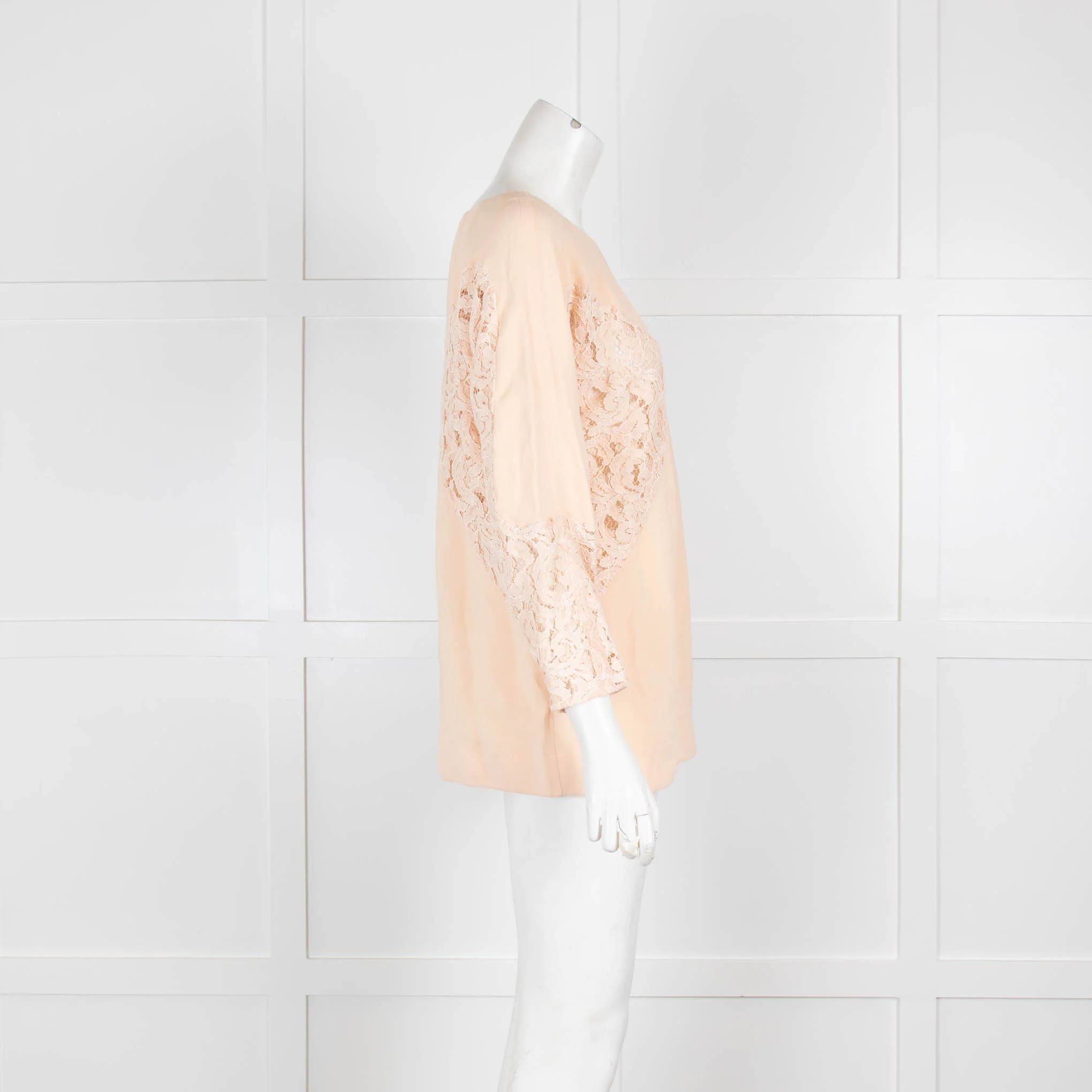 No 21 Blush Boat Neck Top with Lace Inserts - Image 2