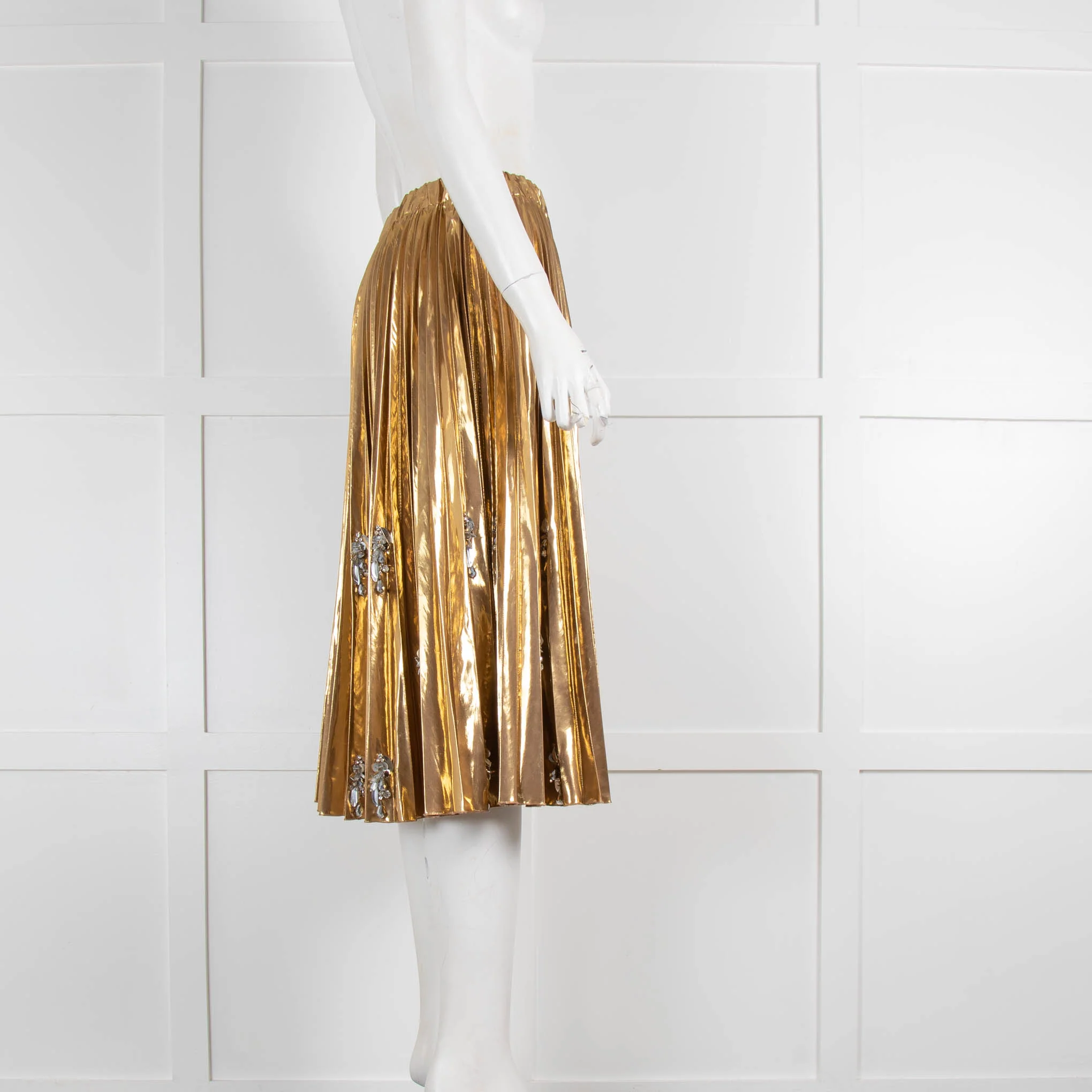 No 21 Gold Pleated Embellished Skirt - Image 2