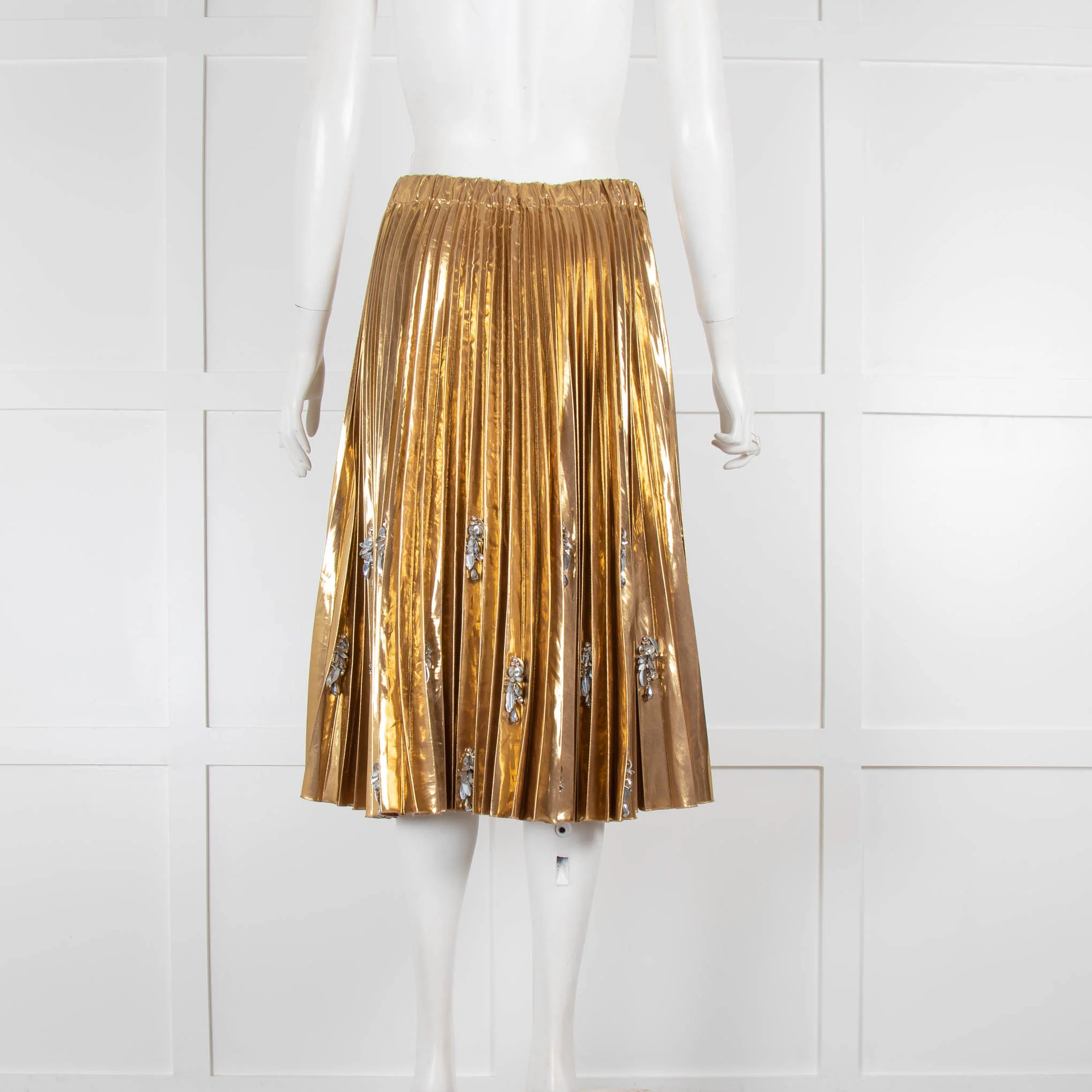 No 21 Gold Pleated Embellished Skirt - Image 3