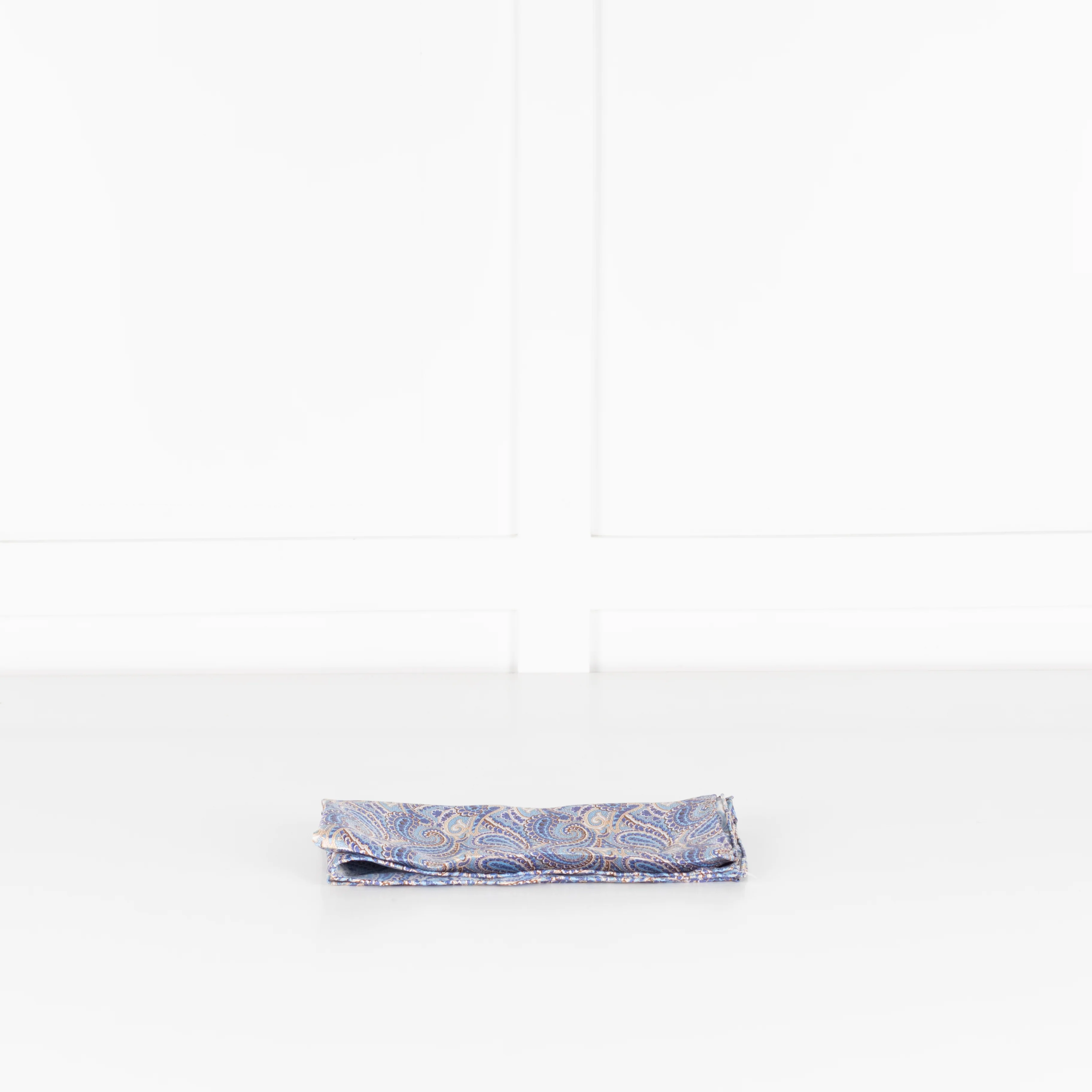 No Brand Blue Silk Paisley Square Scarf - Image 2