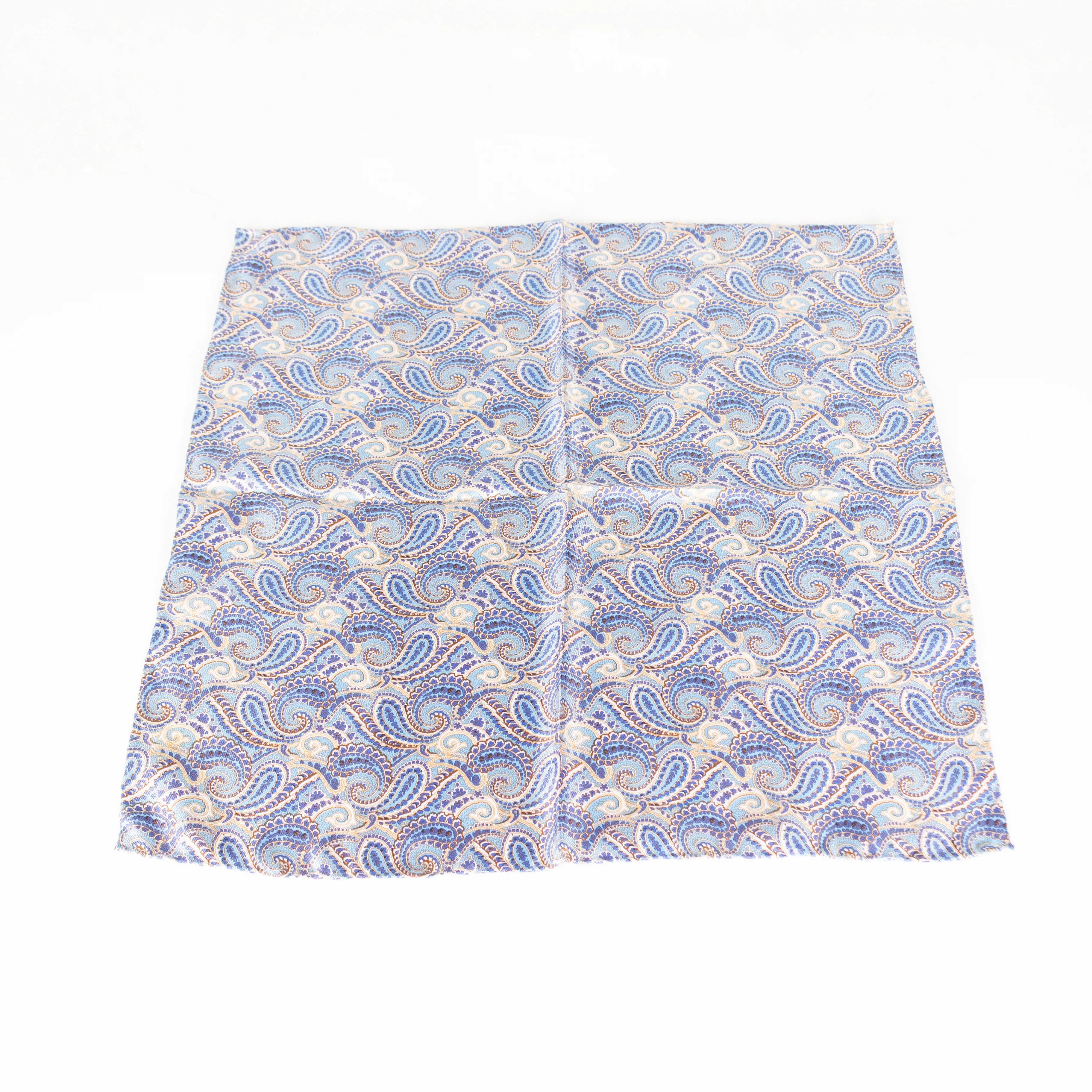 No Brand Blue Silk Paisley Square Scarf - Image 3