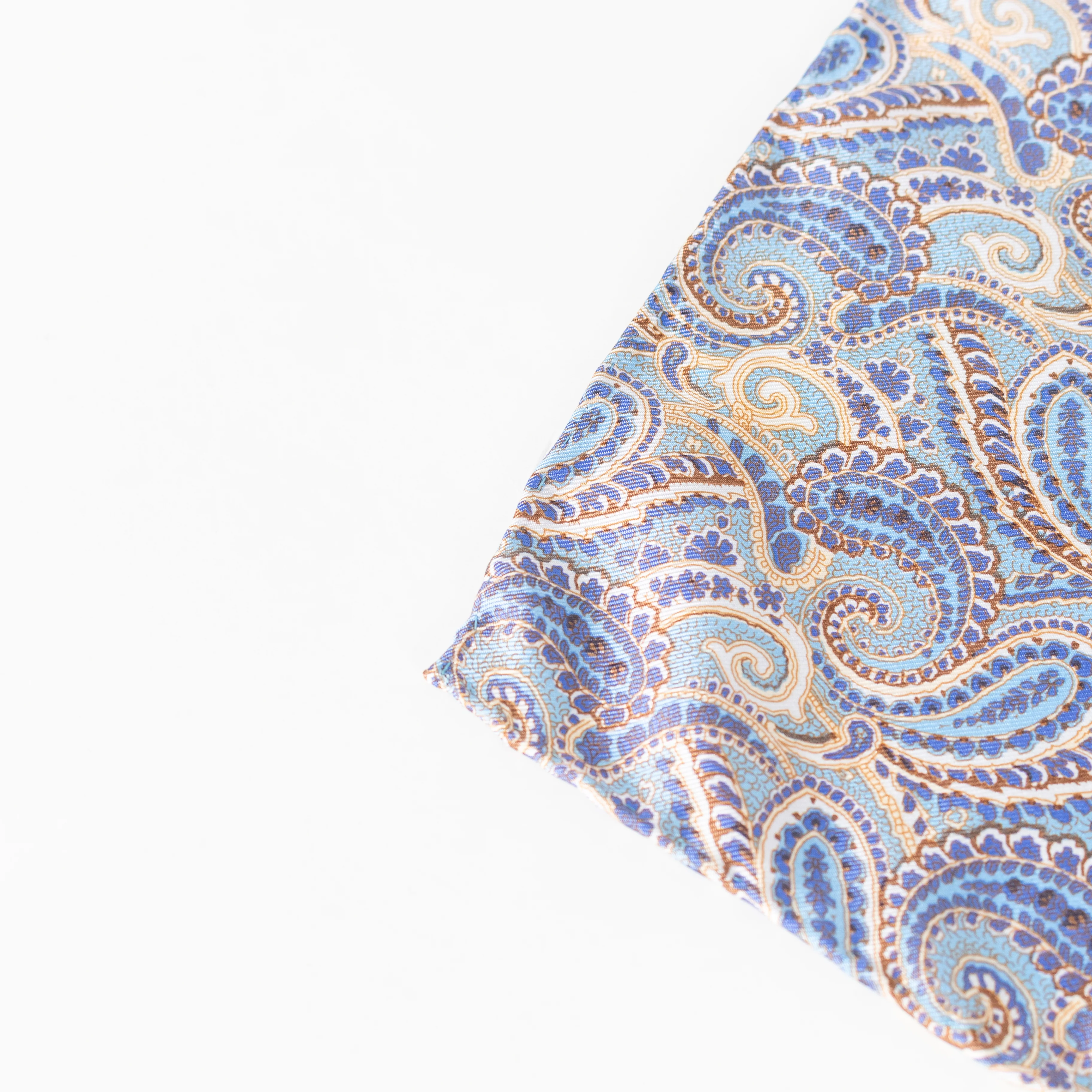 No Brand Blue Silk Paisley Square Scarf - Image 4