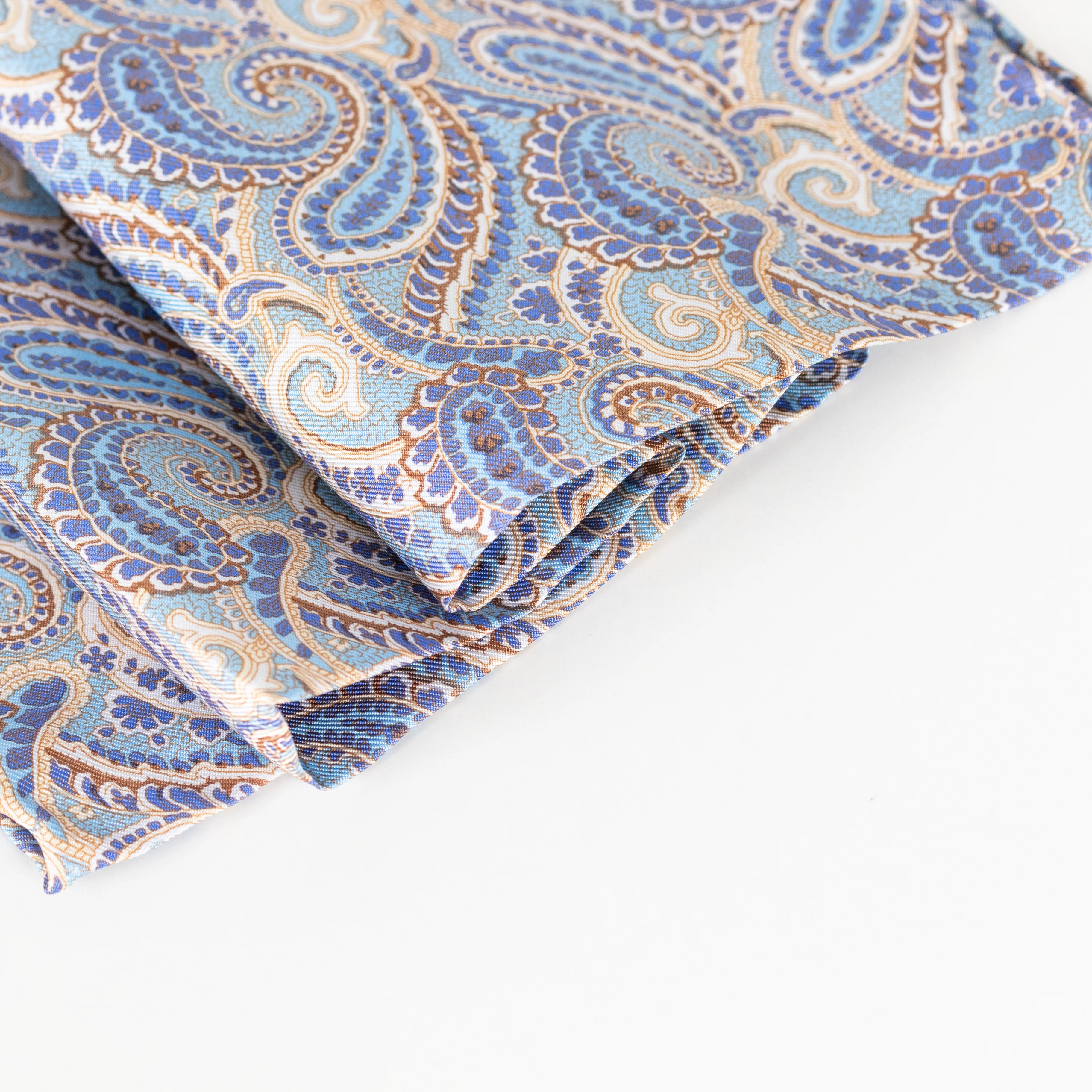 No Brand Blue Silk Paisley Square Scarf - Image 6