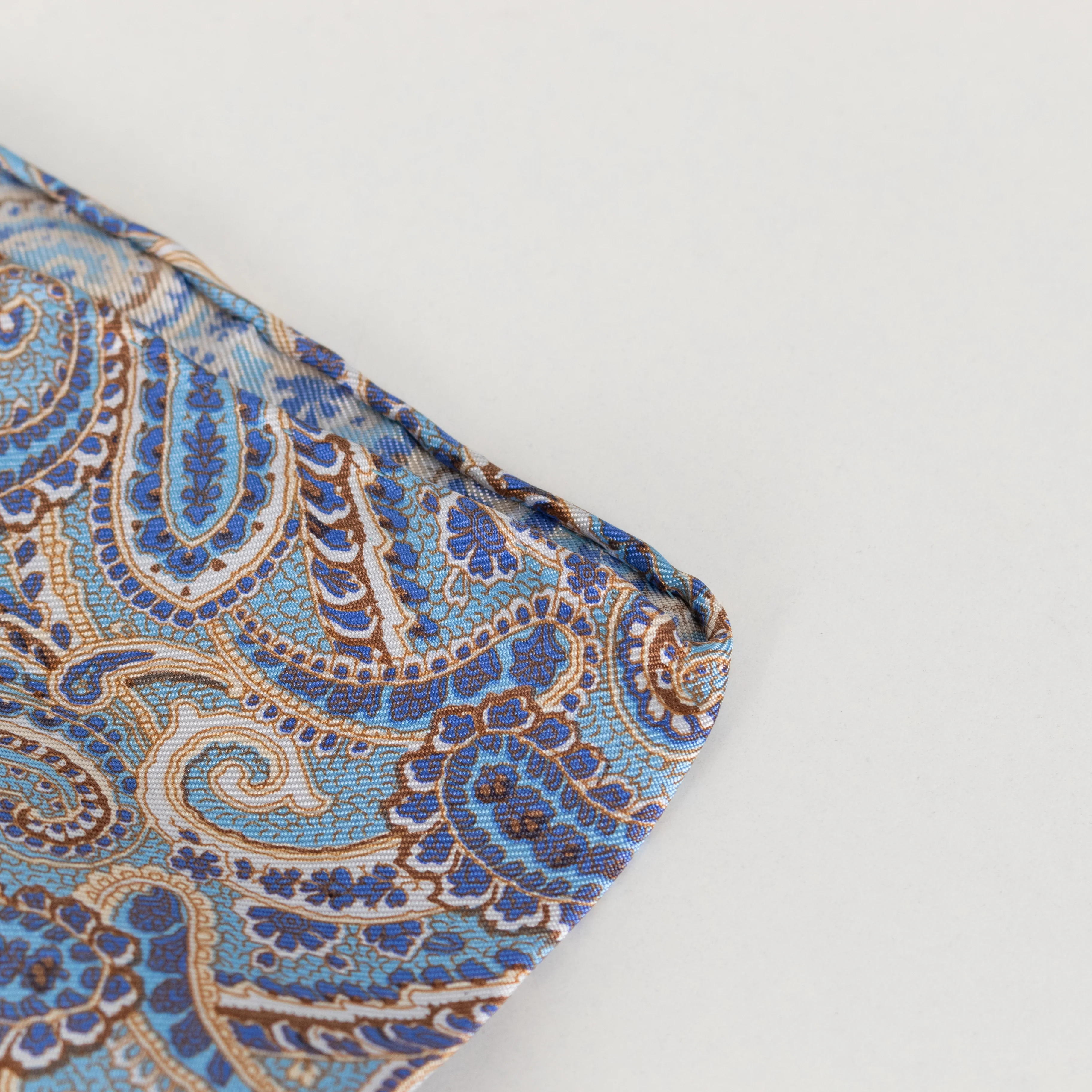 No Brand Blue Silk Paisley Square Scarf - Image 7