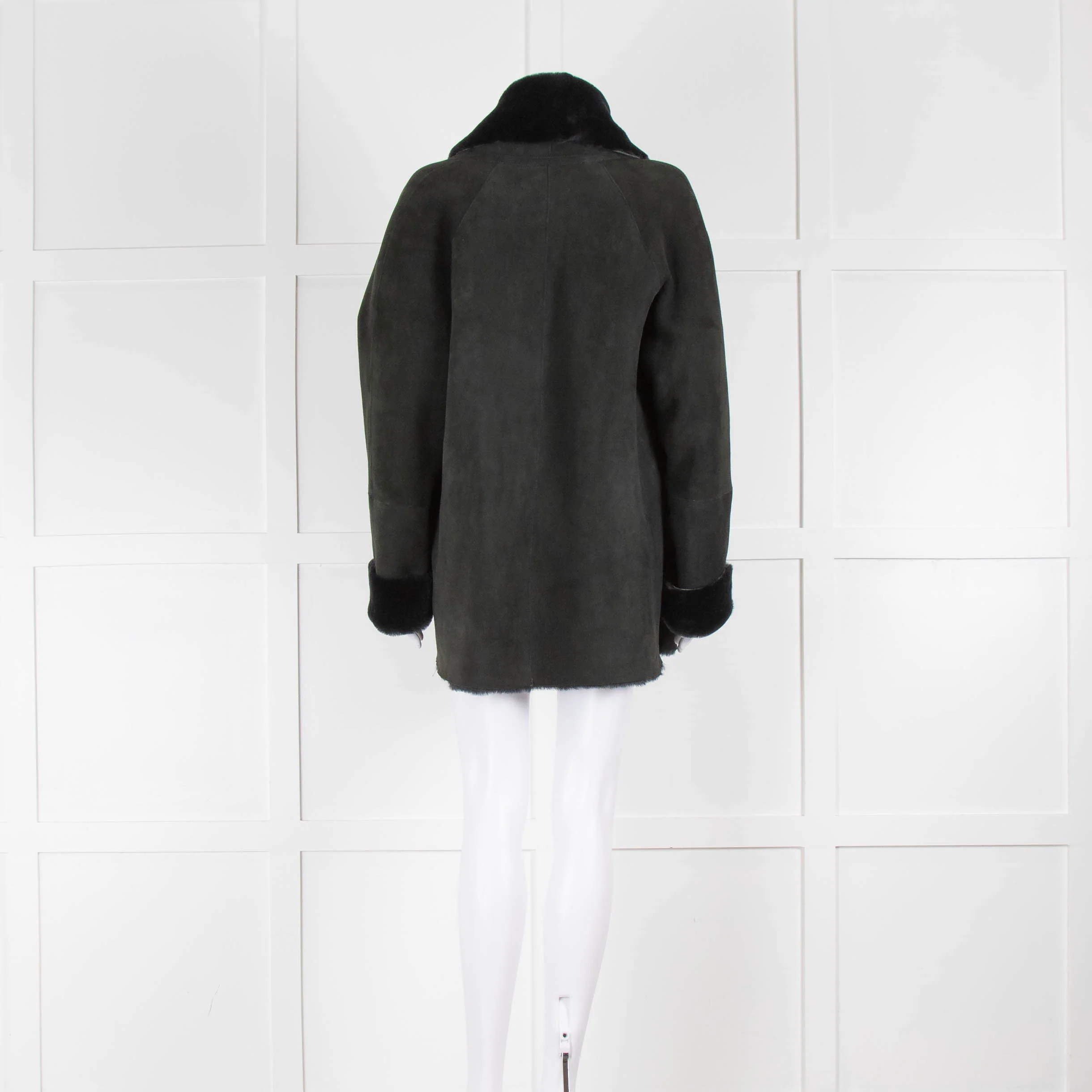 Green and Black Shearling Jacket NO BRAND - Image 3