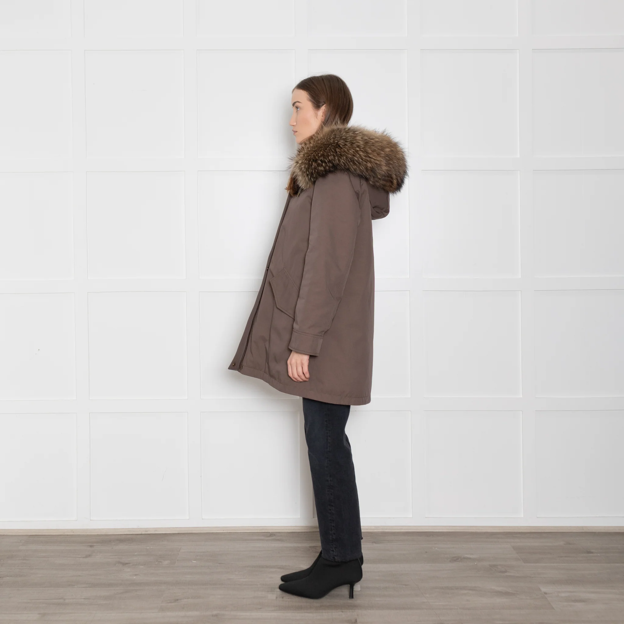 No Label Cotton Mix Parka With Raccoon Detachable Lining & Rabbit Fur Trim - Image 5