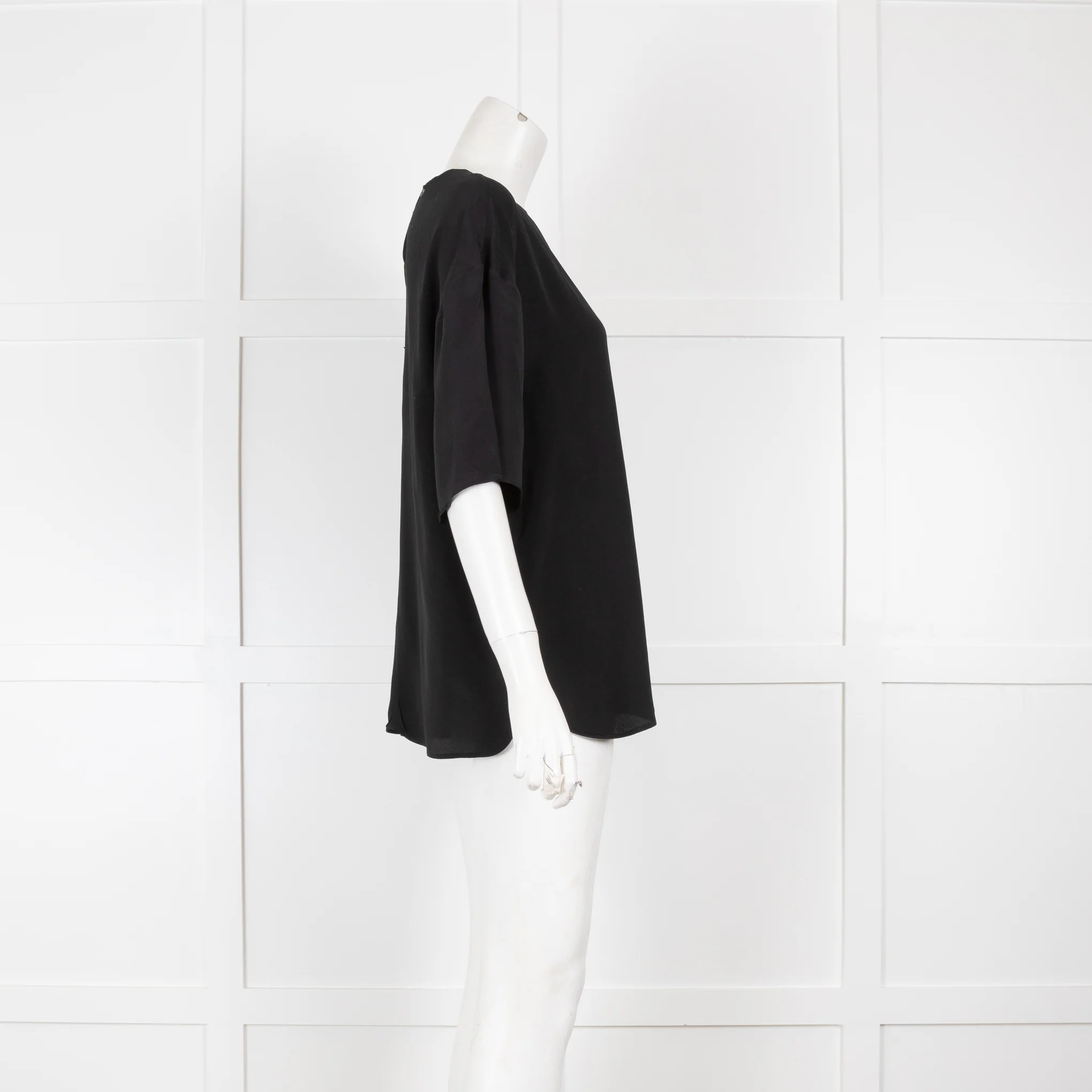 No21 Black Silk Top with White Lace Detail - Image 2