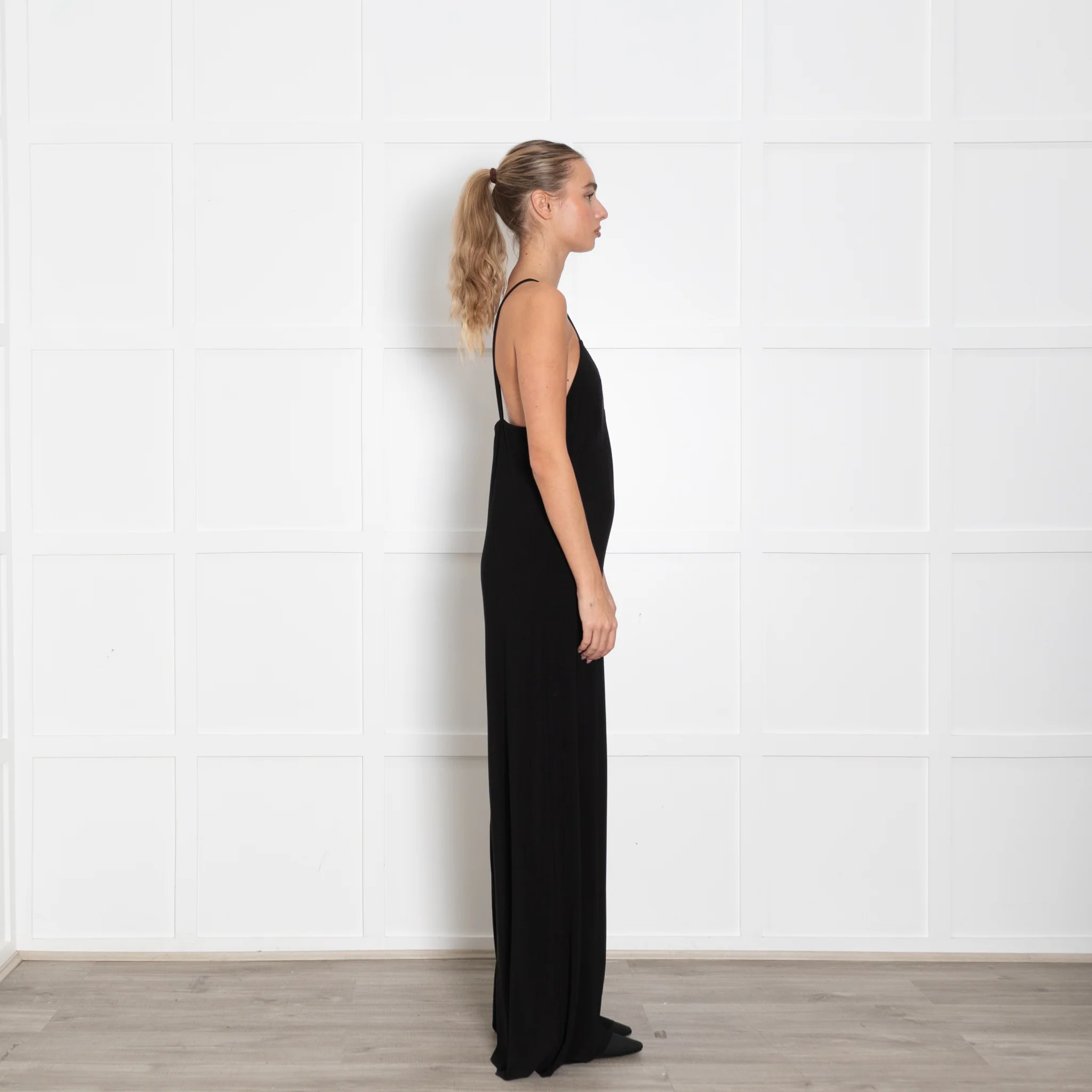 Norma Kamali Black Jersey Strappy Jumpsuit - Image 6
