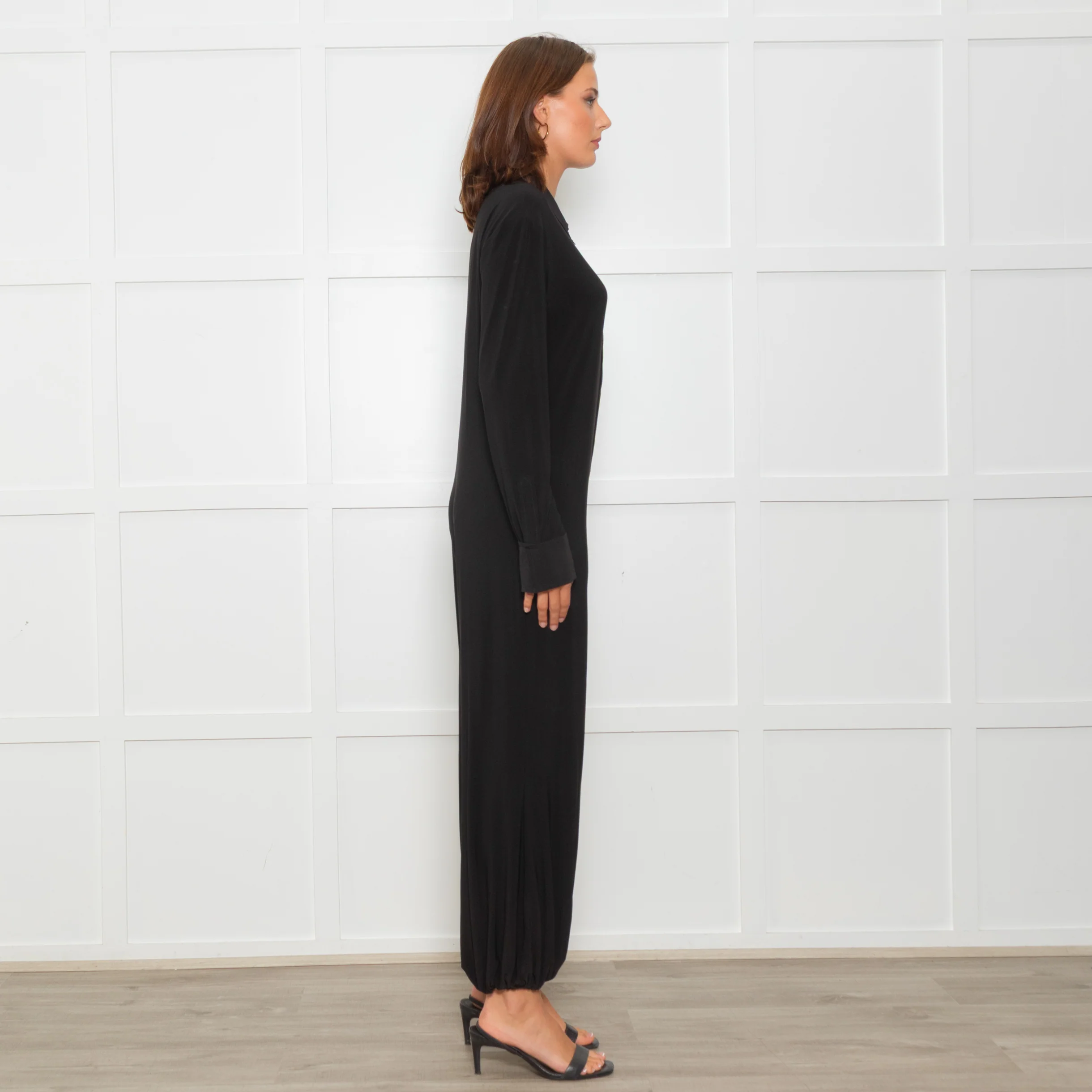 Norma Kamali Black Stretch Collared Jumpsuit - Image 6