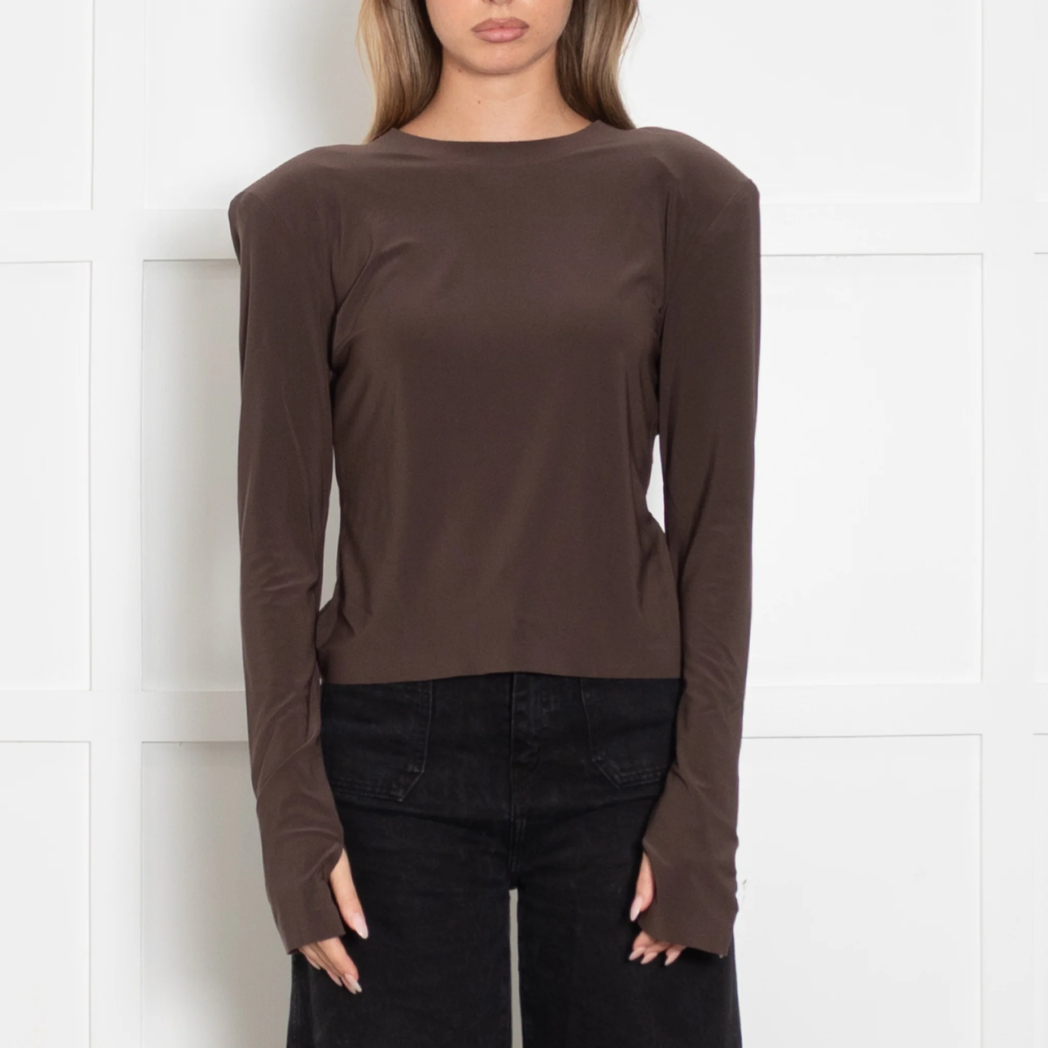 Norma Kamali Brown Long Sleeve Top - Image 2