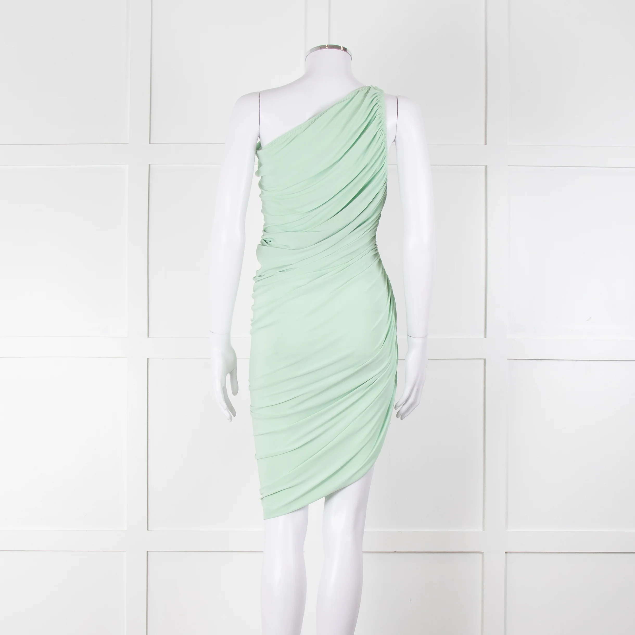 Norma Kamali Pistachio One Shoulder Ruched Dress - Image 5