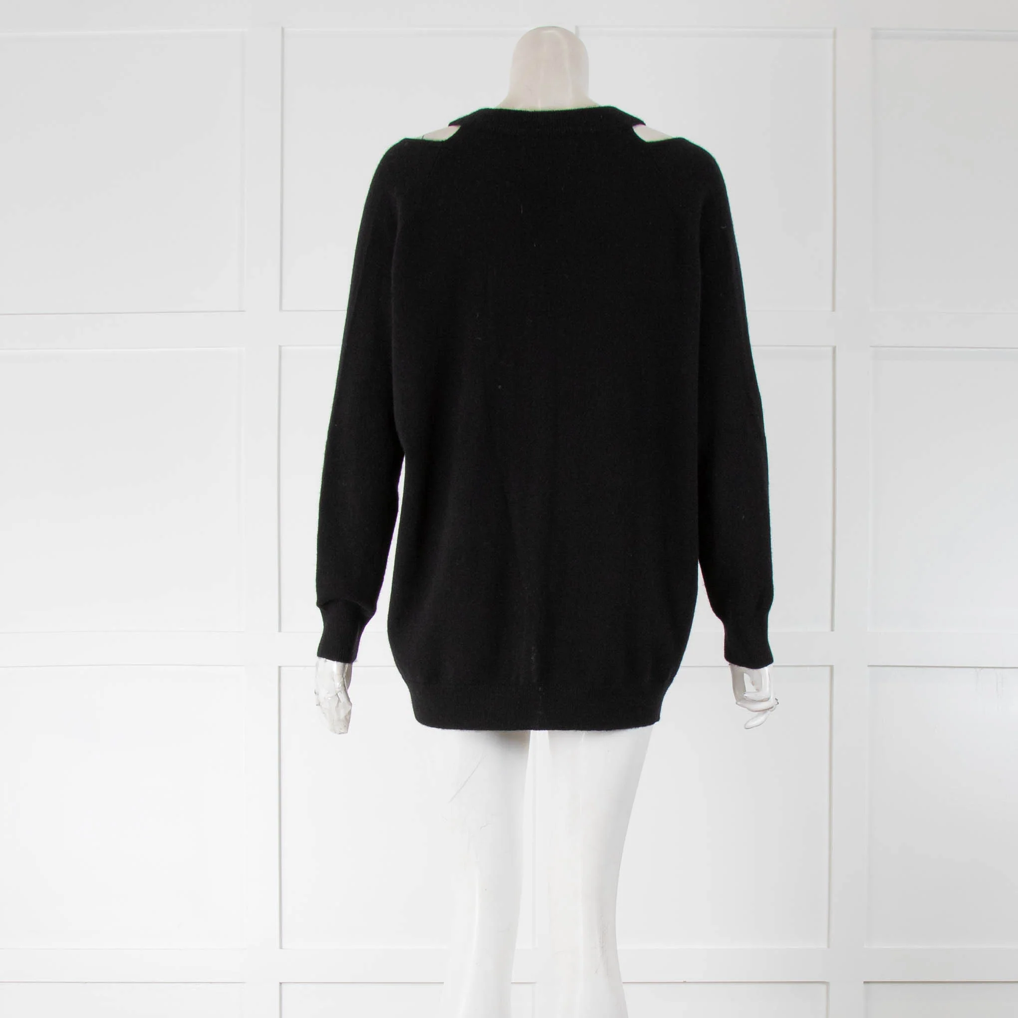 Notshy Black V Neck Cut Out Shoulders Cashmere Jumper - Image 3