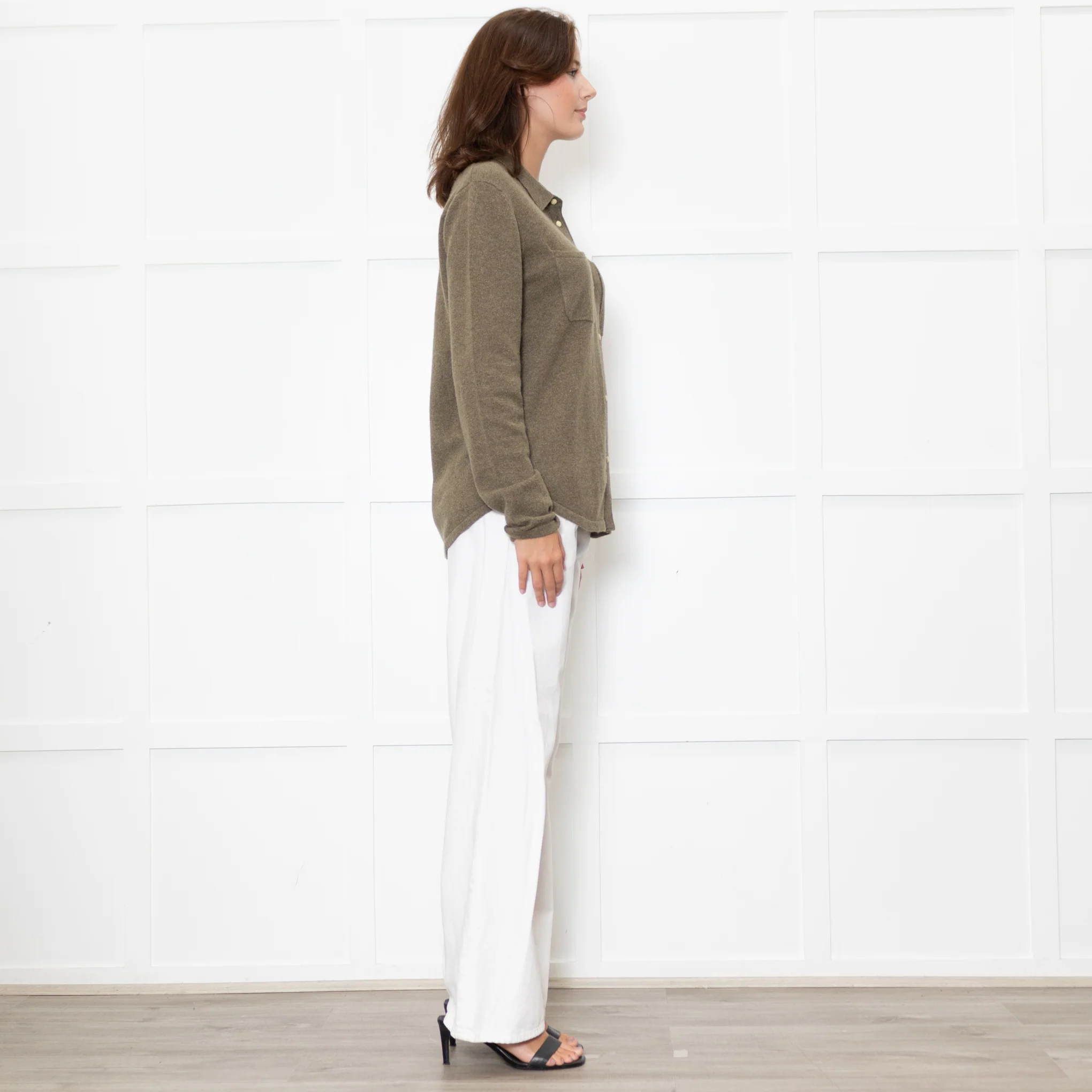 Notshy Green Cashmere Popper Front Shirt - Image 6