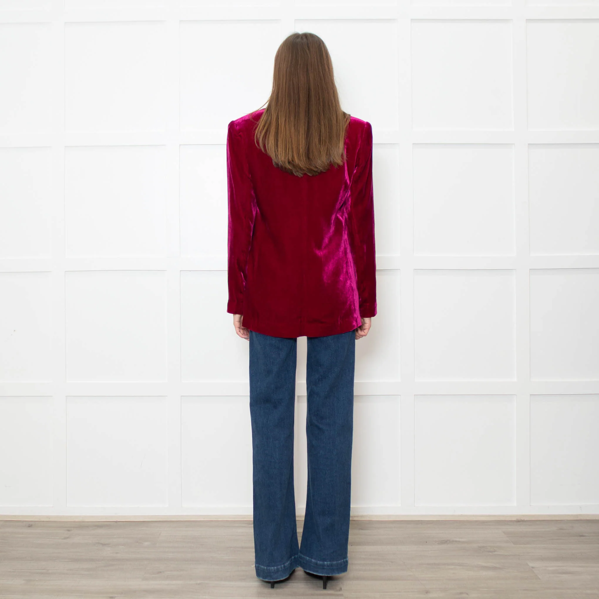 NRBY Hot Pink Velvet Blazer Jacket - Image 5